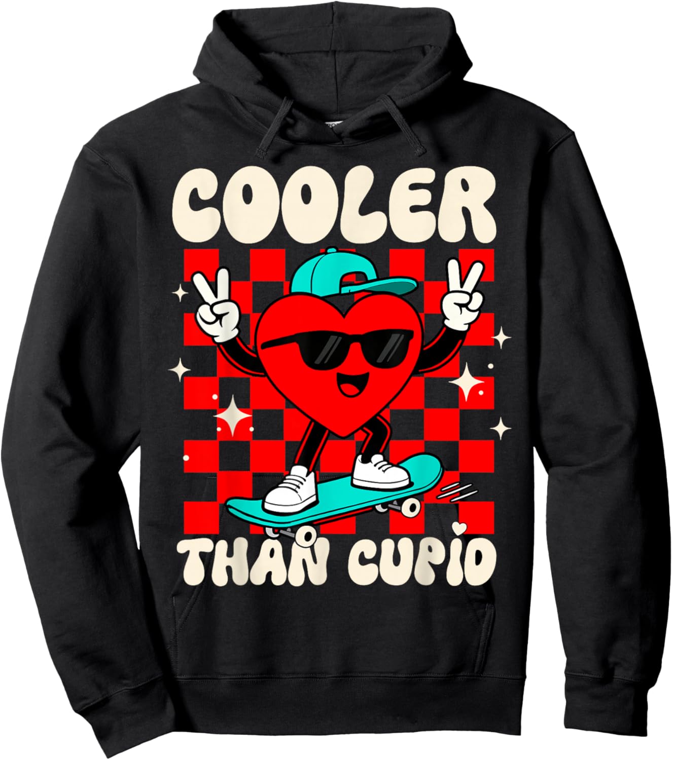 Cooler Than Cupid Valentines Day for Teens Kids Boys Girls Hoodie - Hoodie | Black