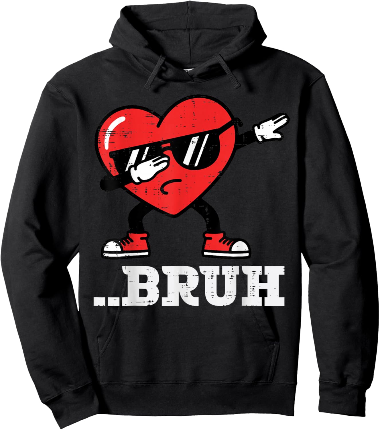 Valentines Day Heart Dab Bruh Funny Meme Boys Kids Men Women Hoodie - Hoodie | Black