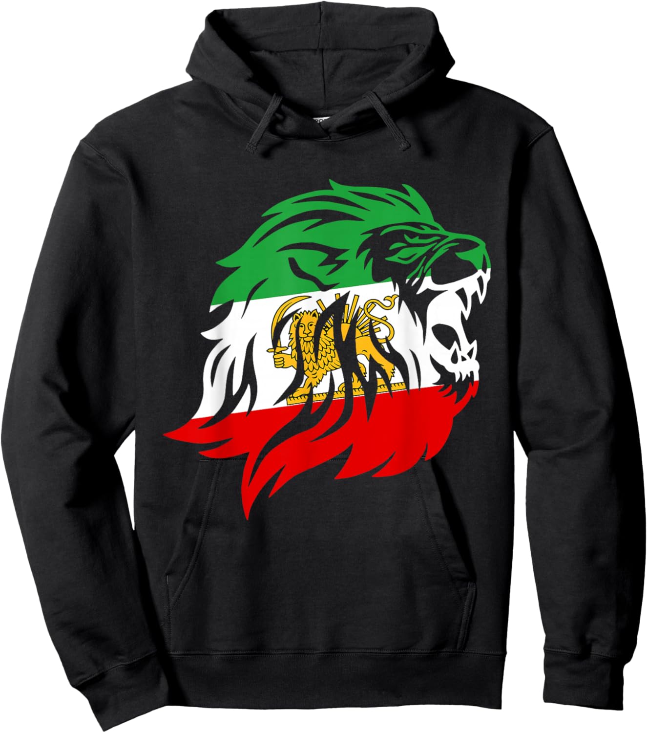Iran Lion Sun Flag,Iran,Persian,Shir o Khorshid Hoodie - Hoodie | Black
