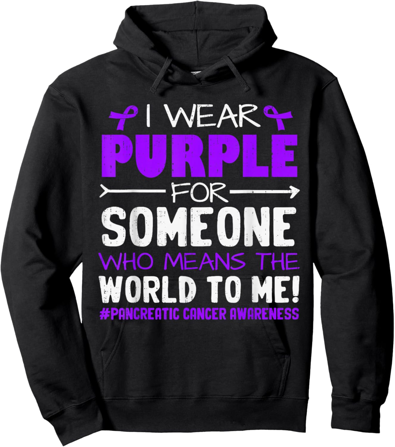 Pancreatic Cancer Awareness Ribbon Purple Women Kids Hoodie - Hoodie | Black