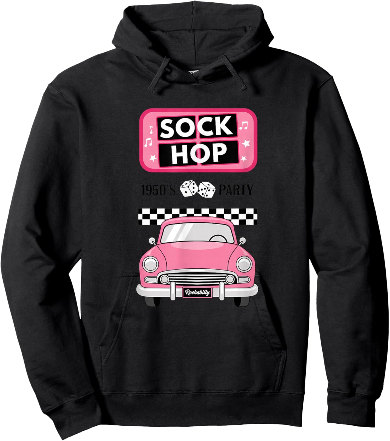 Sock Hop 1950S Party Rockabilly Retro Car for Girls Hoodie - Hoodie | Black