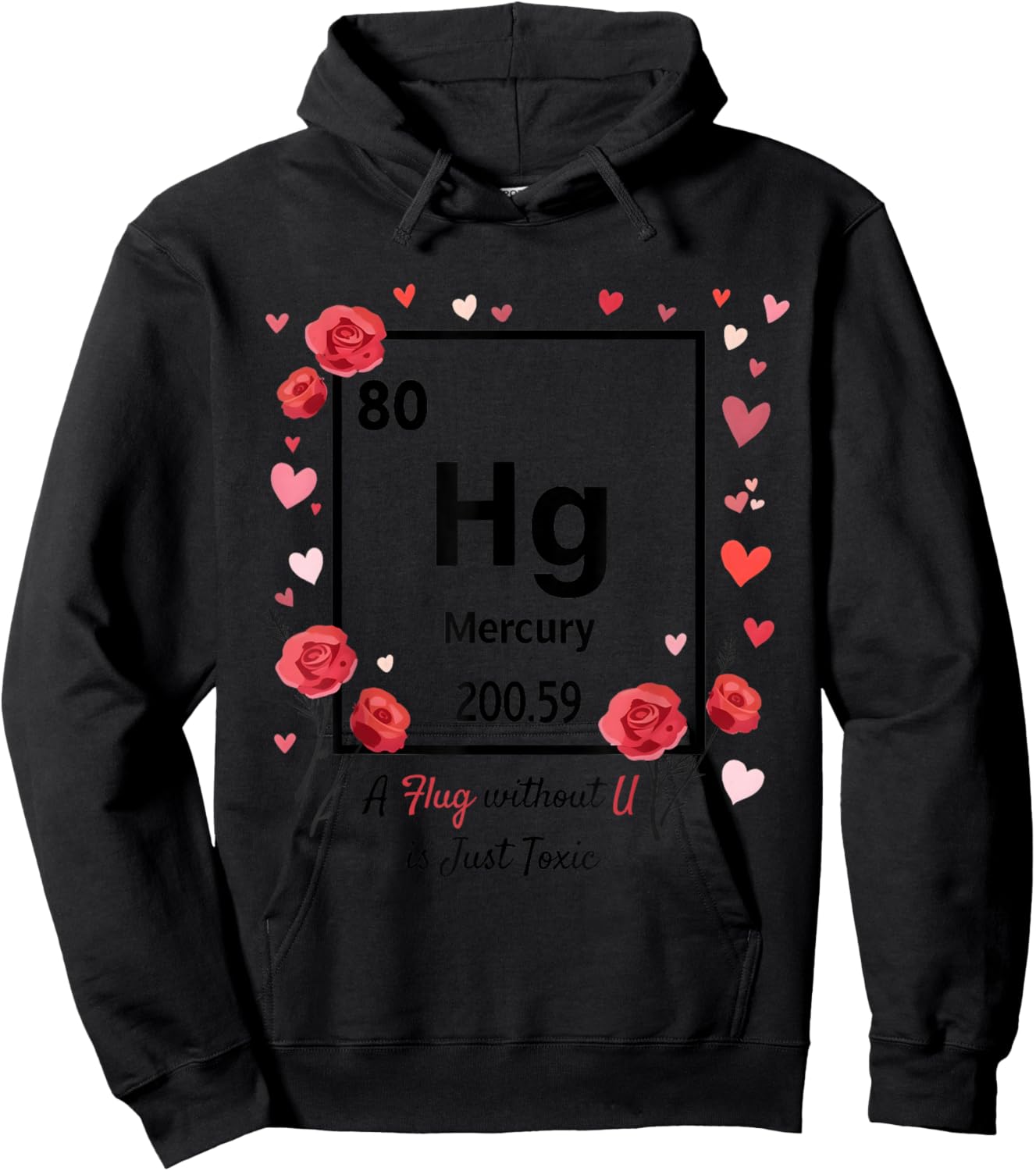 Funny Chemistry Valentine Hg Hug Element 80 Science Teacher Hoodie - Hoodie | Black