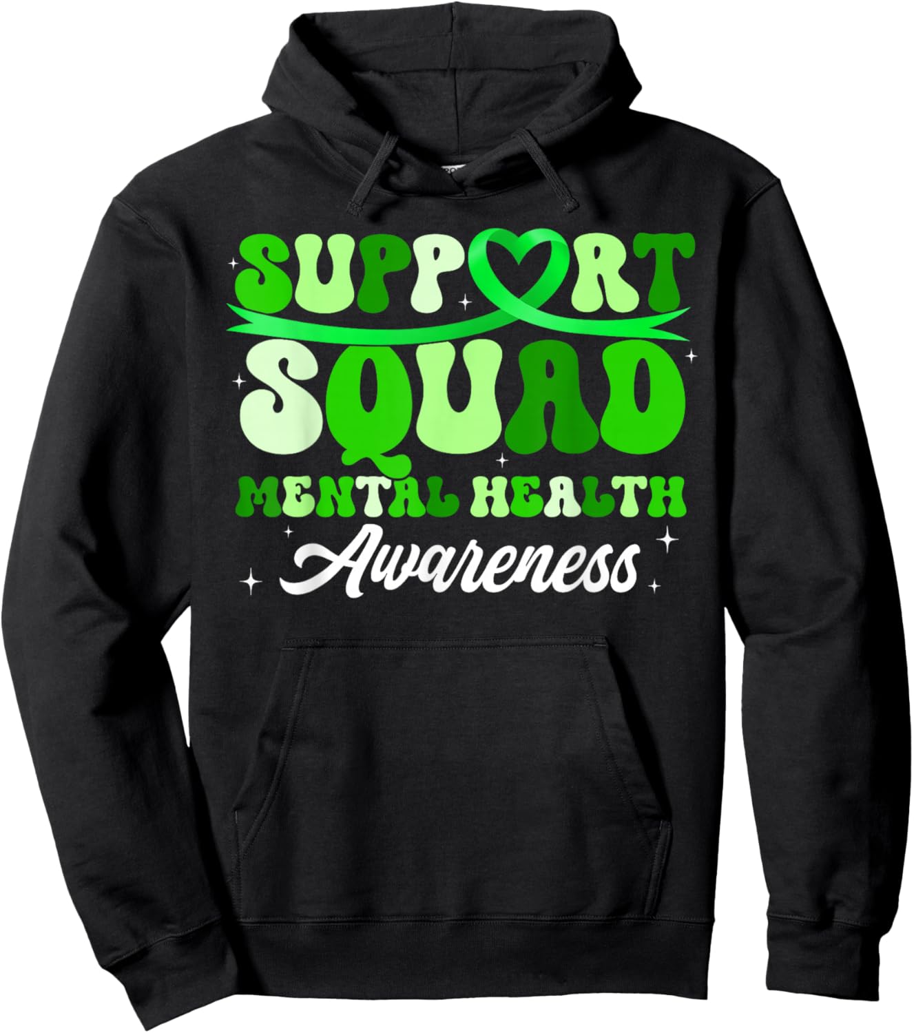 Support Squad Mental Health Awareness Green Ribbon Women Hoodie - Hoodie | Black