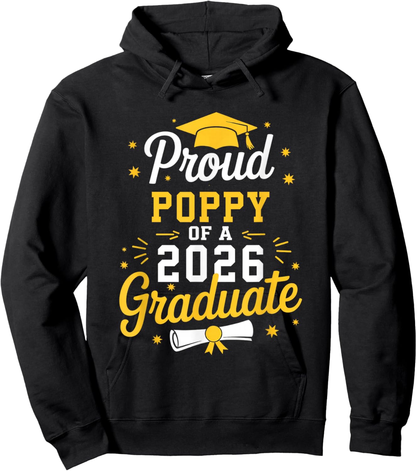 Proud Poppy of A 2026 Graduate Grad Senior Graduation Hoodie - Hoodie | Black