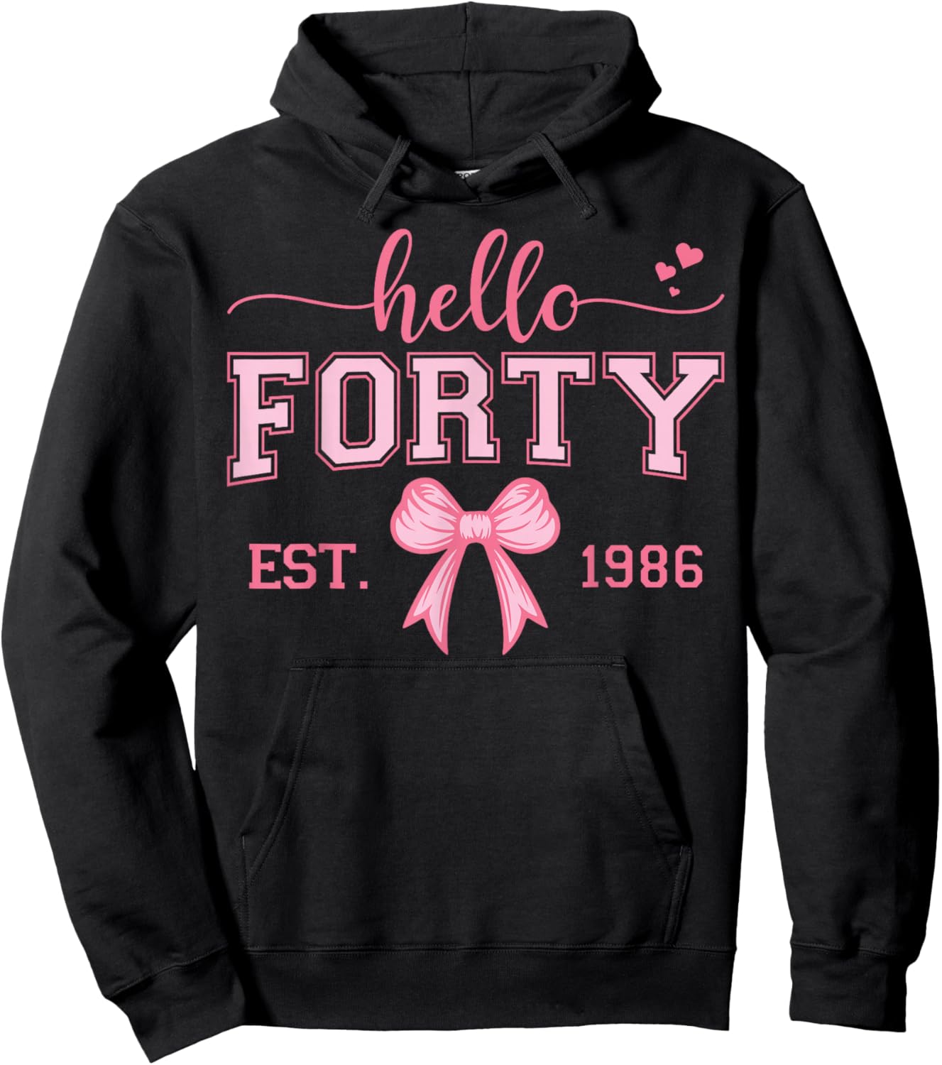 Hello Forty Est 1986 Coquette Bow 40th Birthday Queen Hoodie - Hoodie | Black
