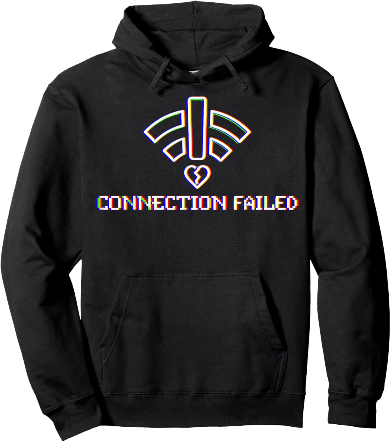 Connection Failed Glitch WiFi Funny Anti Valentines Day Hoodie - Hoodie | Black