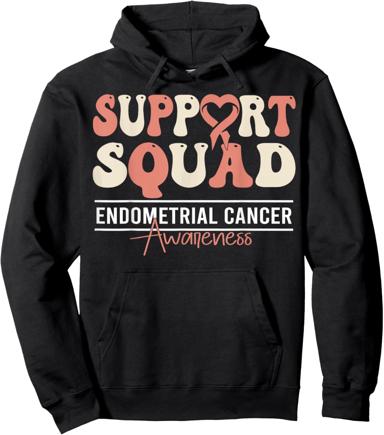 Endometrial Cancer Support Endometrial Cancer Awareness Hoodie - Hoodie | Black