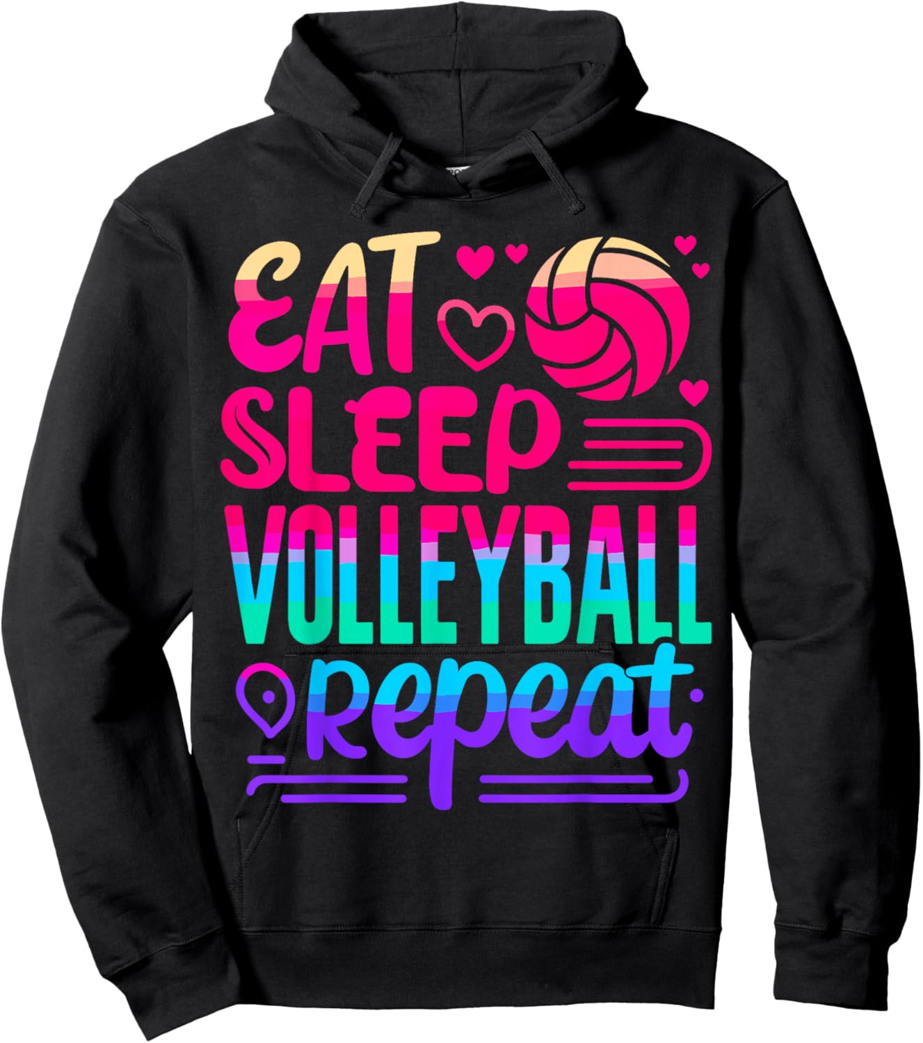 Eat Sleep Volleyball Repeat Volleyball Player Hoodie - Hoodie | Black