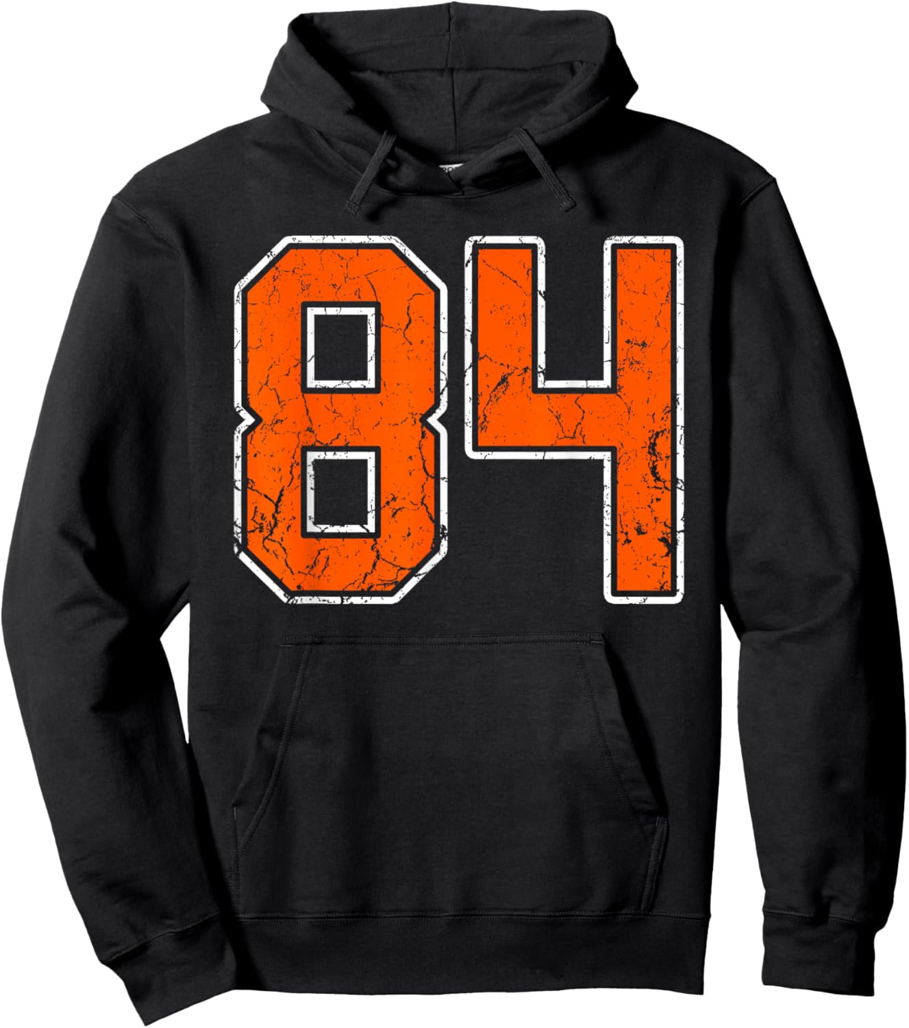 Distressed Orange White Number 84 Jersey Player Uniform #84 Hoodie - Hoodie | Black