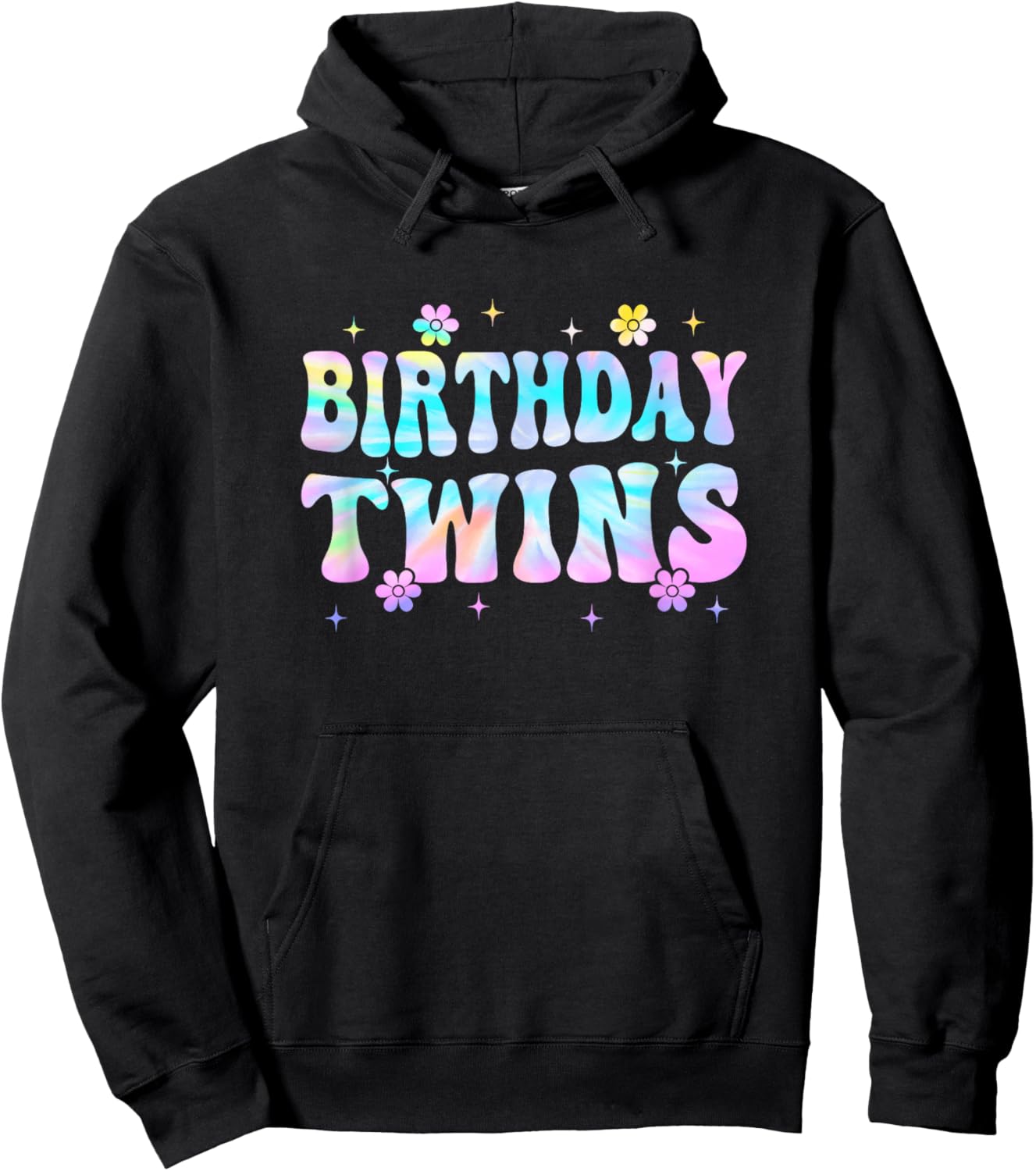 Birthday Twins Retro Matching Twin Birthday Girls Kids Hoodie - Hoodie | Black