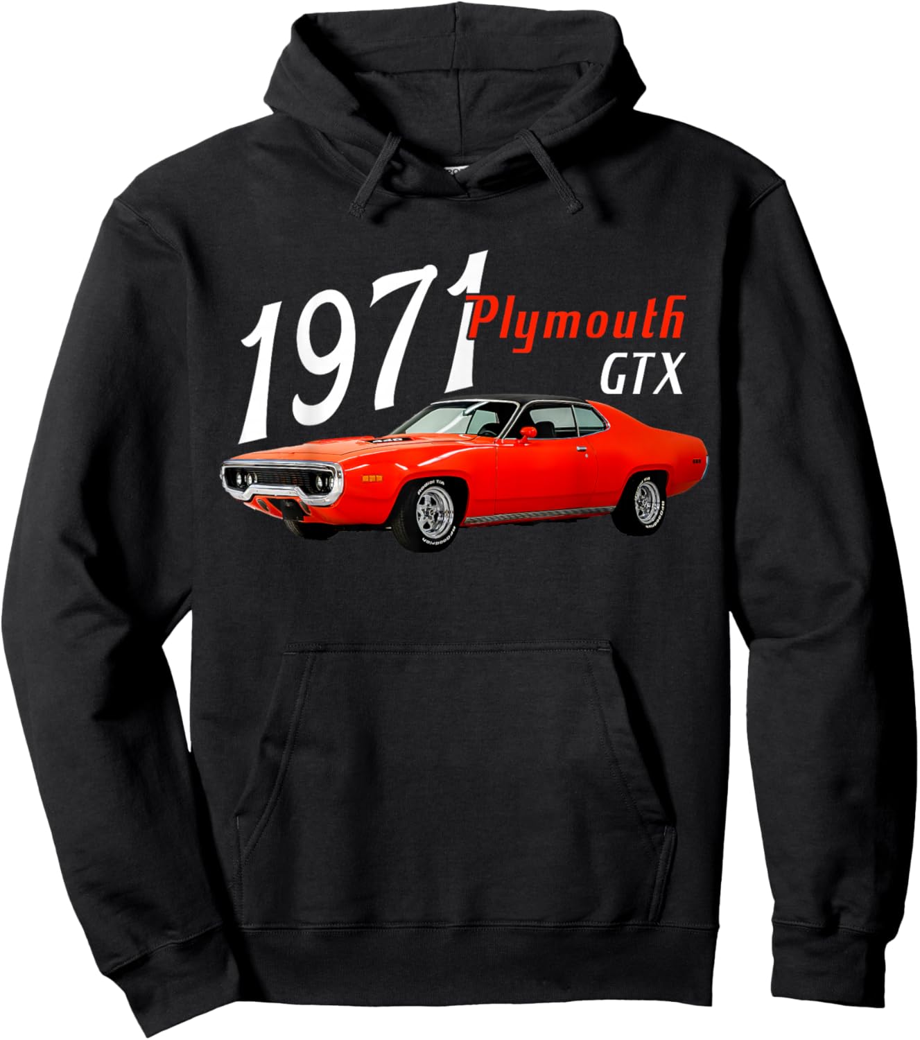 1971 71 GTX Red Classic Vintage Old Car USA Flag Hoodie - Hoodie | Black