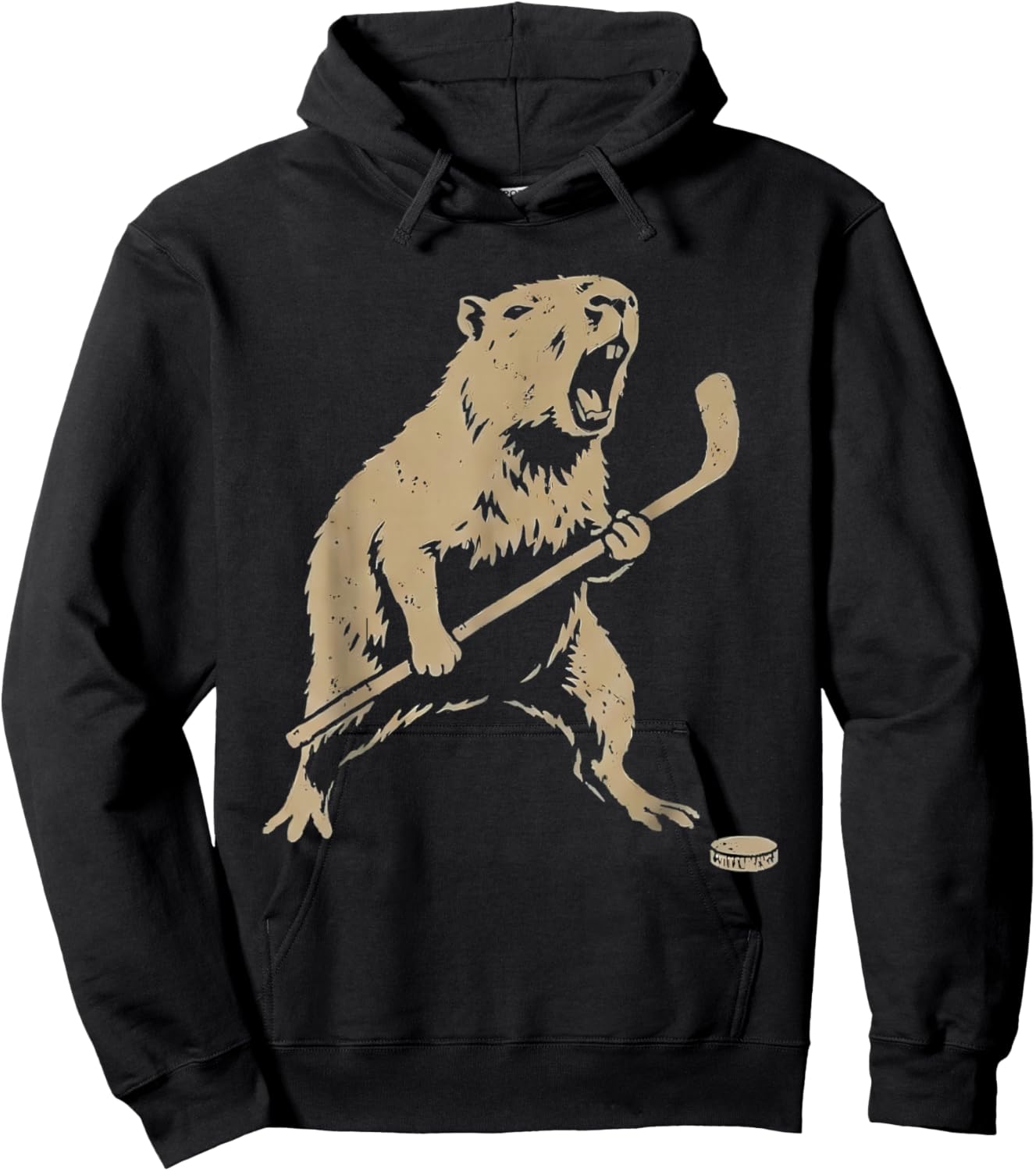 Cute Capybara Ice Hockey Lover Player Funny Hoodie - Hoodie | Black