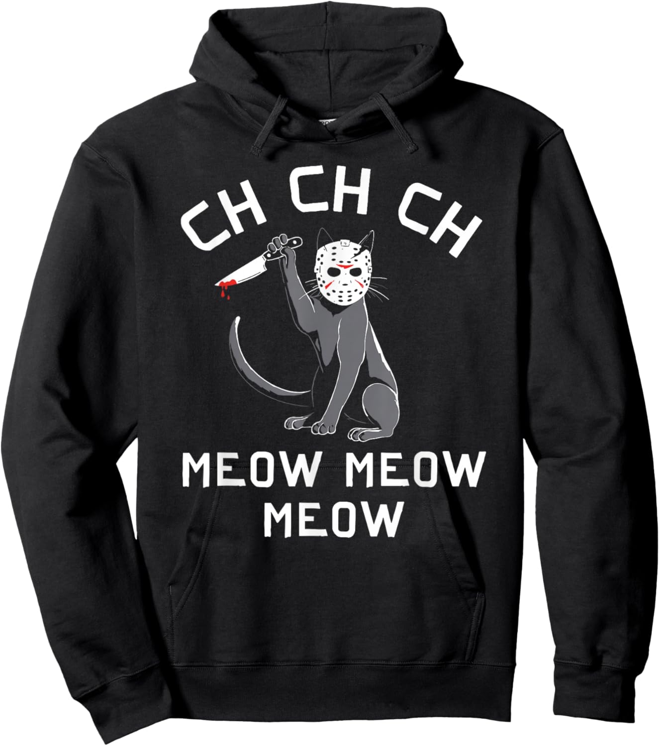 Funny Halloween Cat Ch Meow Hoodie - Hoodie | Black
