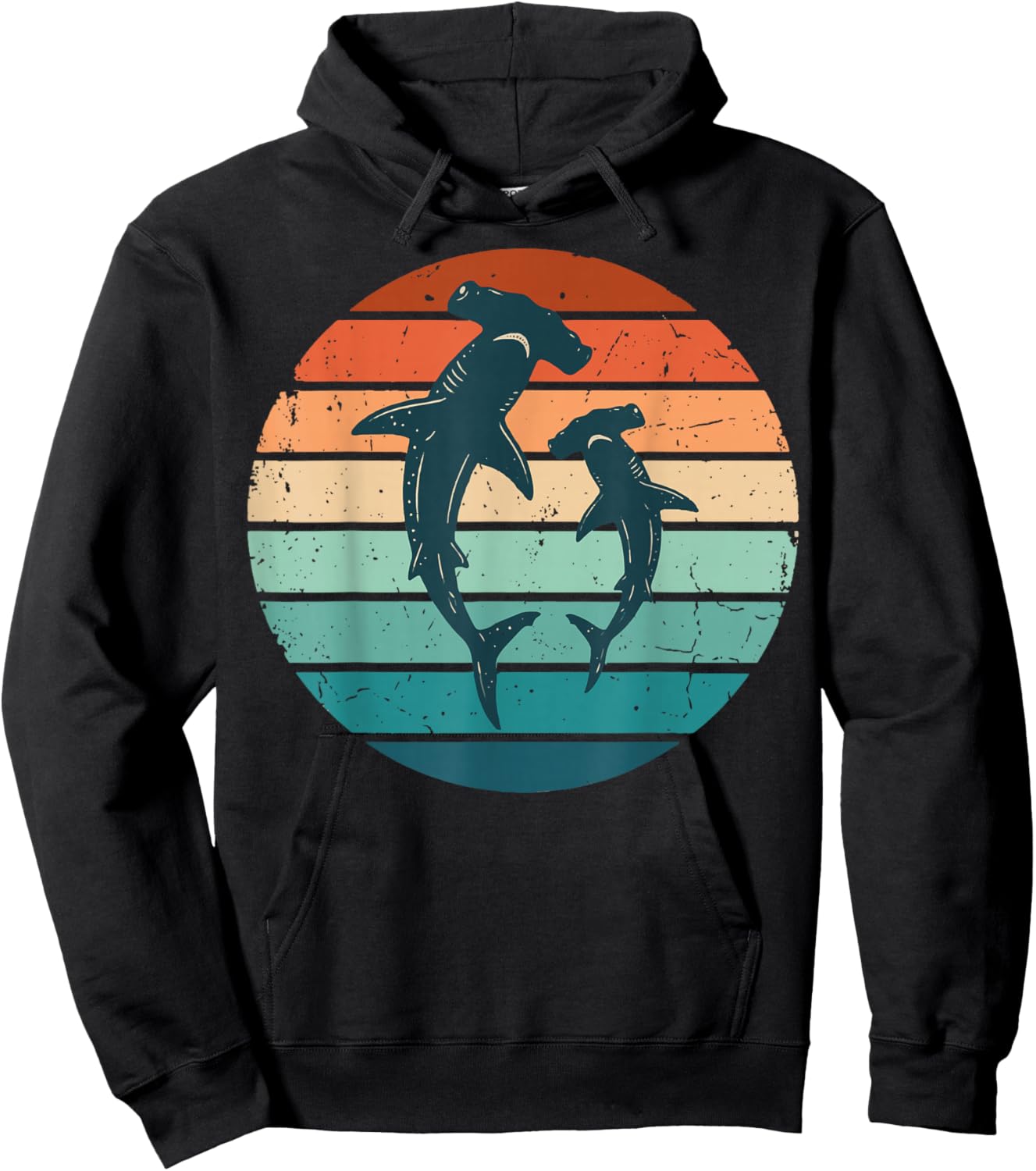 Hammerhead Shark Yin Yang Retro Snorkeler Vintage Hoodie - Hoodie | Black