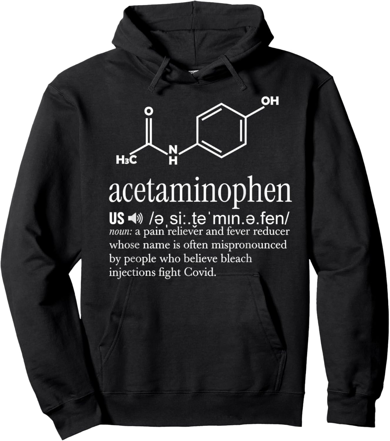 Acetaminophen Pronounce Formula Shaped Hoodie - Hoodie | Black