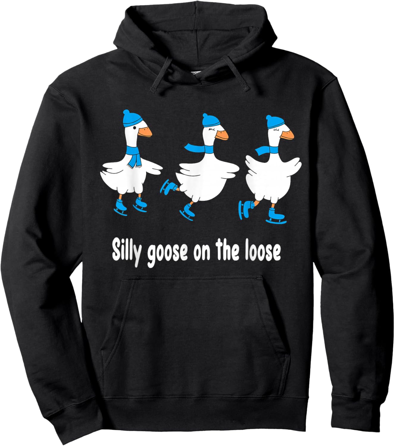 Funny Ice Skating Silly Goose Skater Skate Snow Season Hoodie - Hoodie | Black