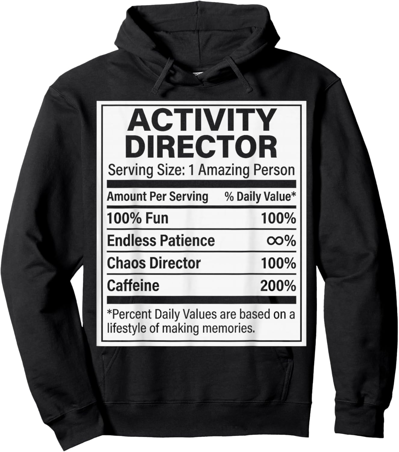 Activity Director Nutrition Facts, Funny Activity Director Hoodie - Hoodie | Black