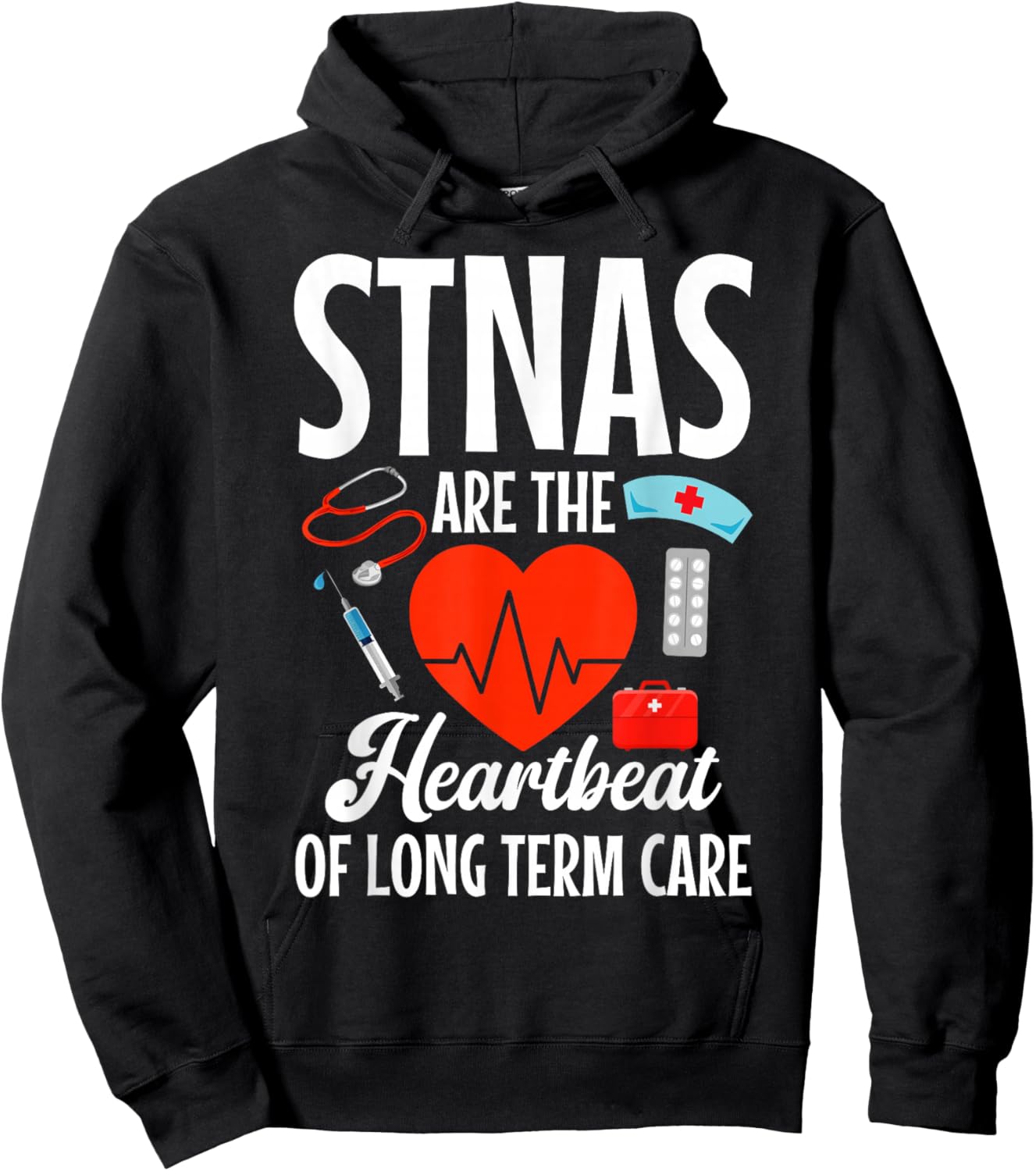 STNA Nurse RN Heartbeat State Tested Nursing Assistant Hoodie - Hoodie | Black
