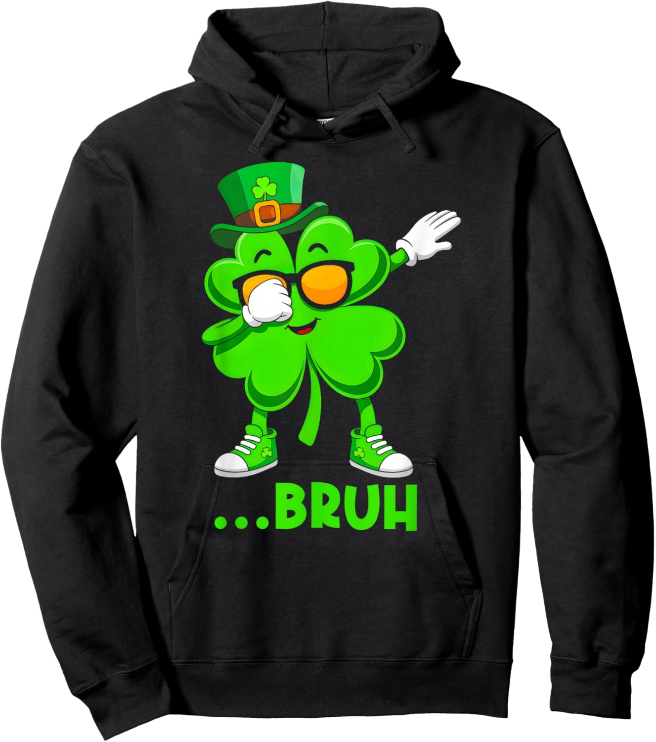 Dabbing Shamrock St Patricks Day Bruh Saint Paddys Boys Kids Hoodie - Hoodie | Black