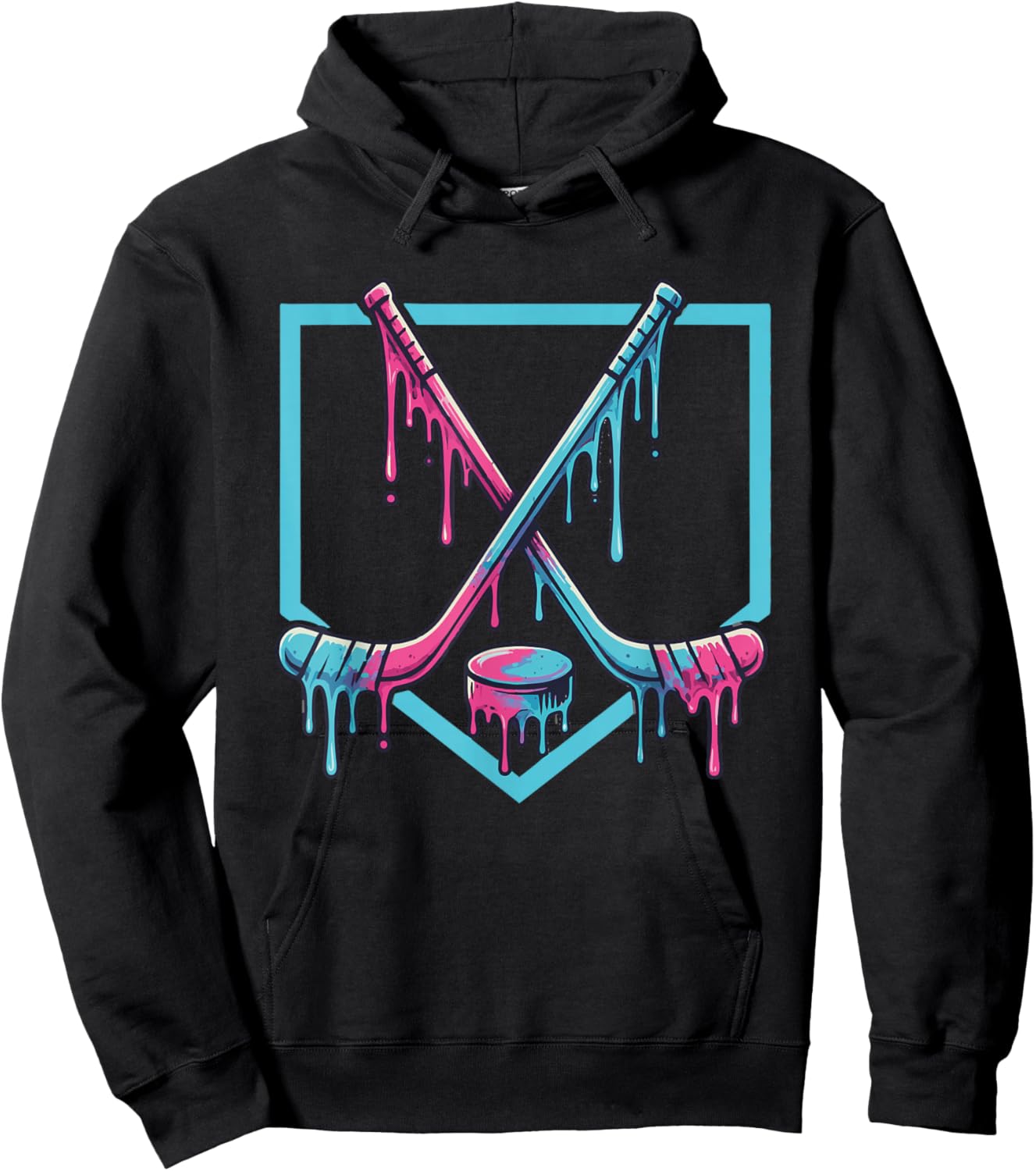 Funny Drip Ice Hockey for Boys Girls Kids Hoodie - Hoodie | Black