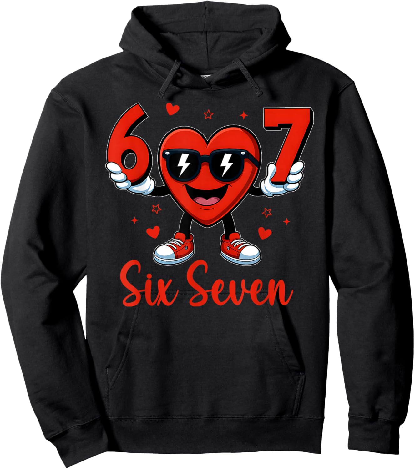 Funny Six Seven 6 7 Valentines Day Gen Alpha Slang 67 Meme Hoodie - Hoodie | Black
