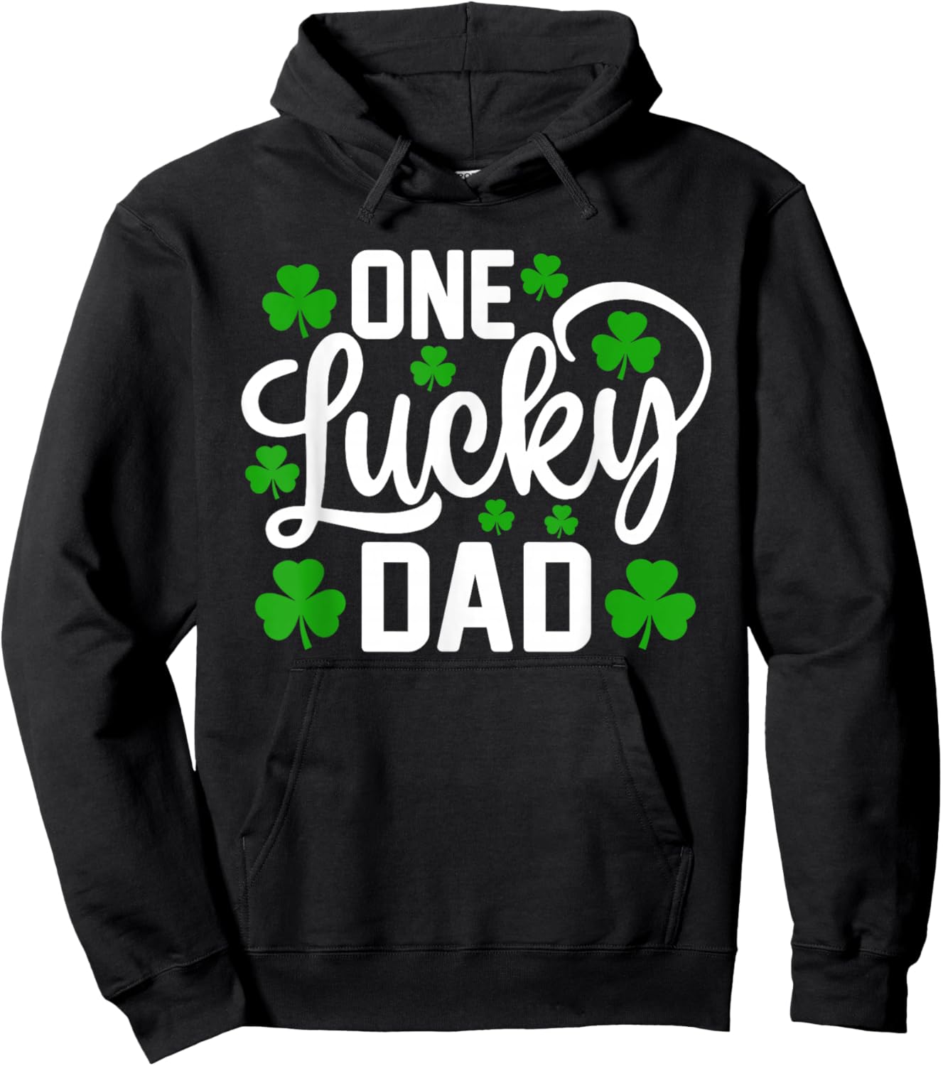 One Lucky Dad Funny St Patrick's Day Shamrocks Hoodie - Hoodie | Black