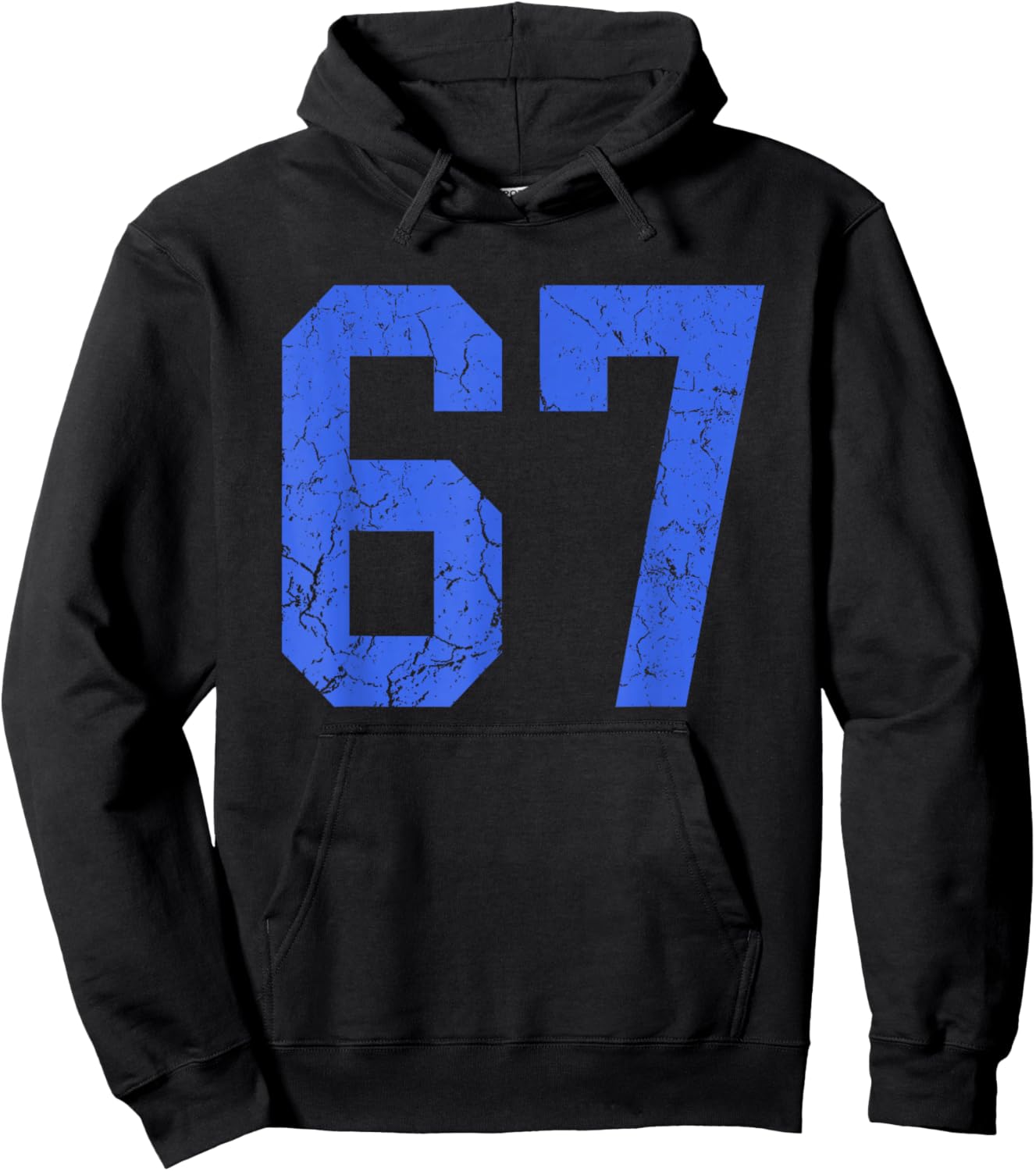 Distressed Royal Blue Number 67 Jersey Player Uniform #67 Hoodie - Hoodie | Black