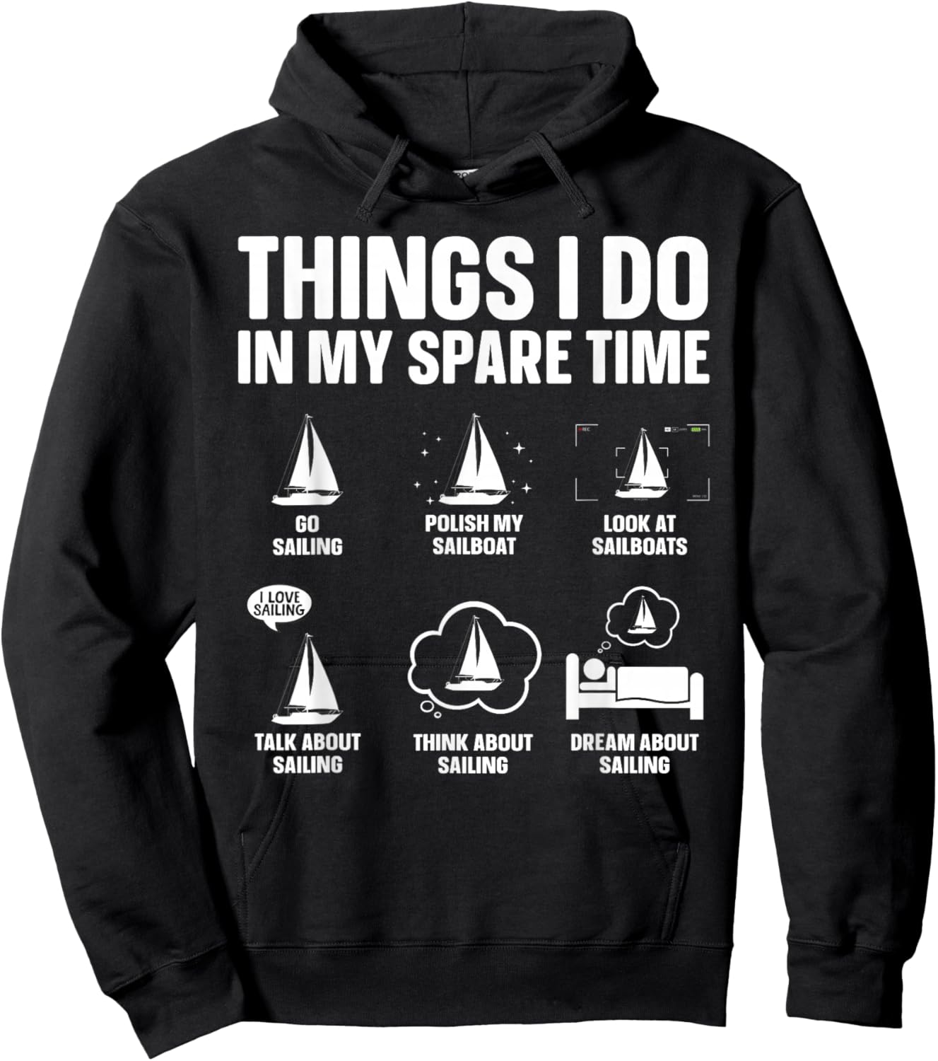 Funny Sailing Art Women Sailing Lover Sail Boat Hoodie - Hoodie | Black