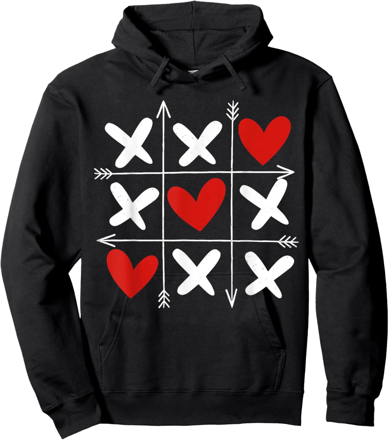 Hearts XOXO Valentines Day Heart Men Women Kids Hoodie - Hoodie | Black