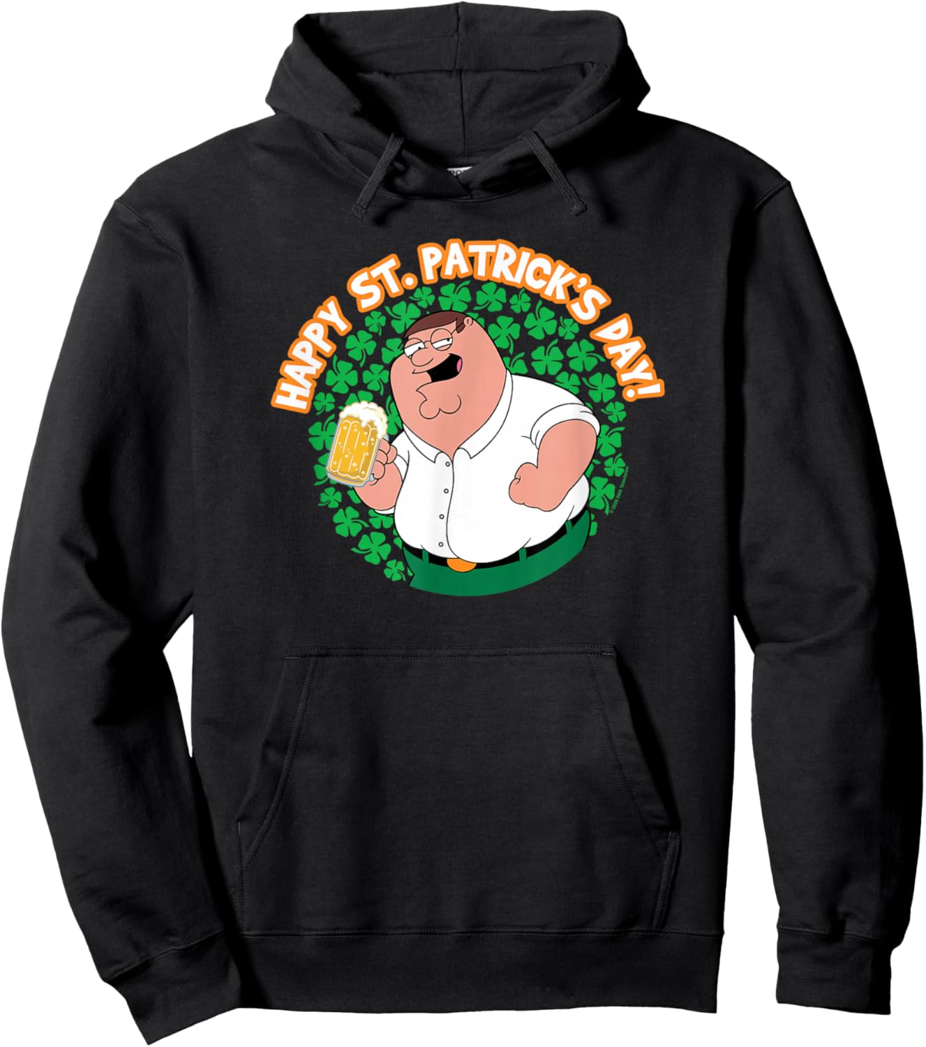 Family Guy Happy St. Patrick's Day Peter Shamrocks Cartoon Hoodie - Hoodie | Black