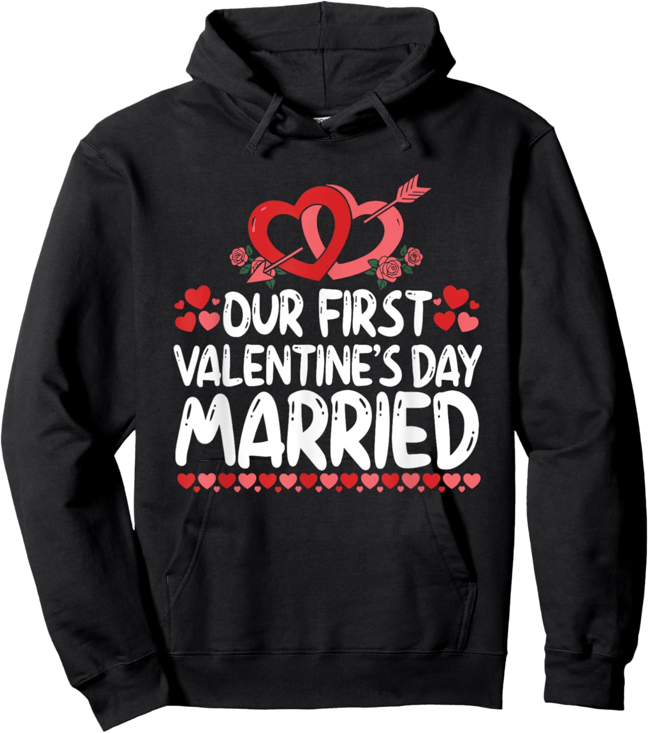 Our First Valentines Married Husband Wife Hoodie - Hoodie | Black