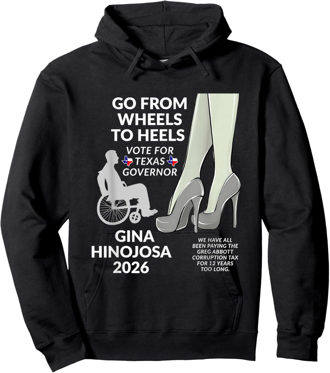 Gina Hinojosa 2026 Texas Governor Go from Wheels to Heels Hoodie - Hoodie | Black
