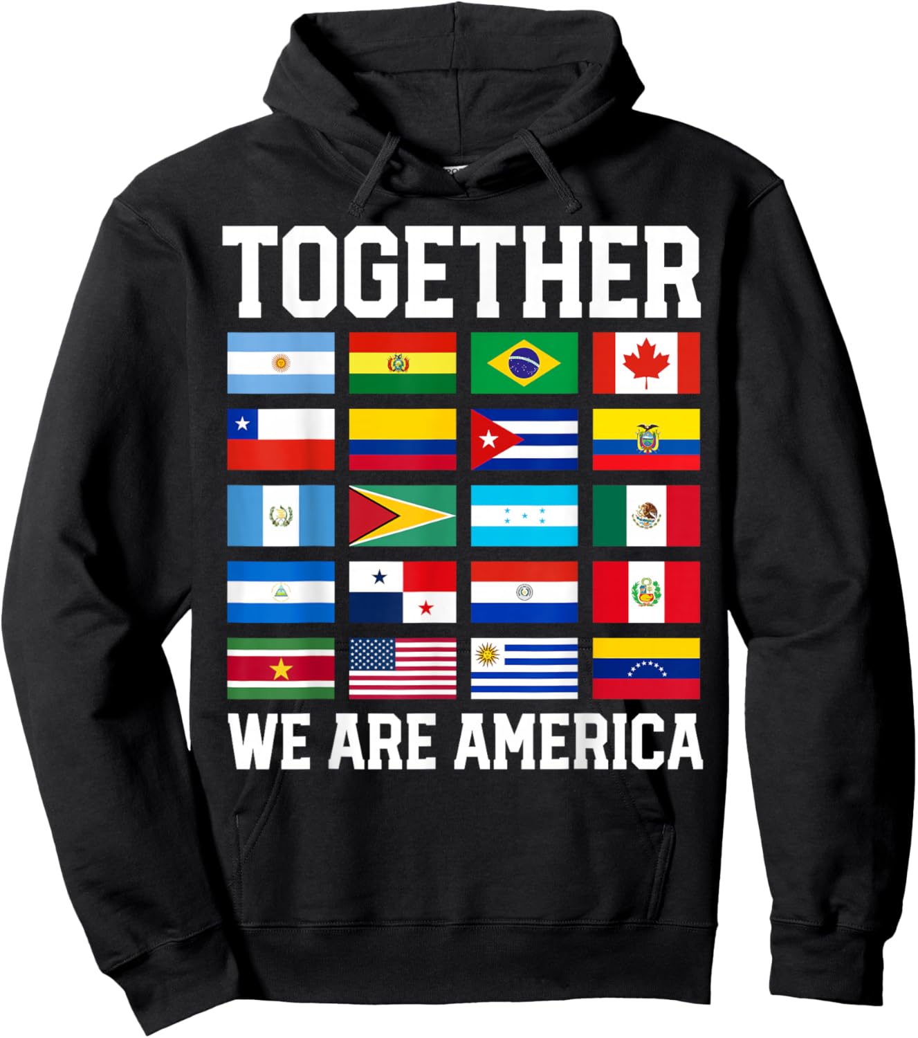 Together We are America Flags Hoodie - Hoodie | Black