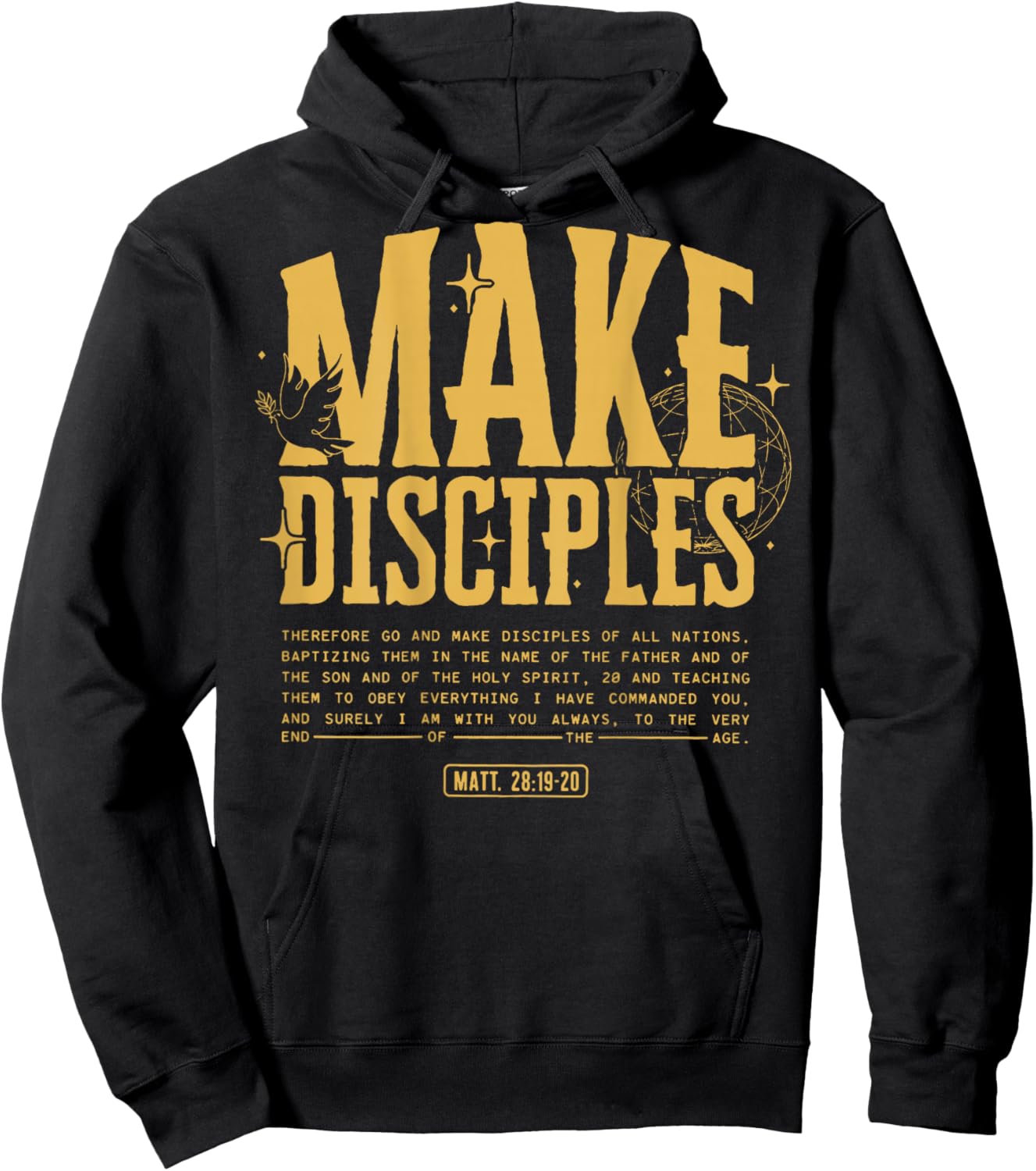 Matthew 28:19-20 Make Disciples Christian Bible (On Back) Hoodie - Hoodie | Black