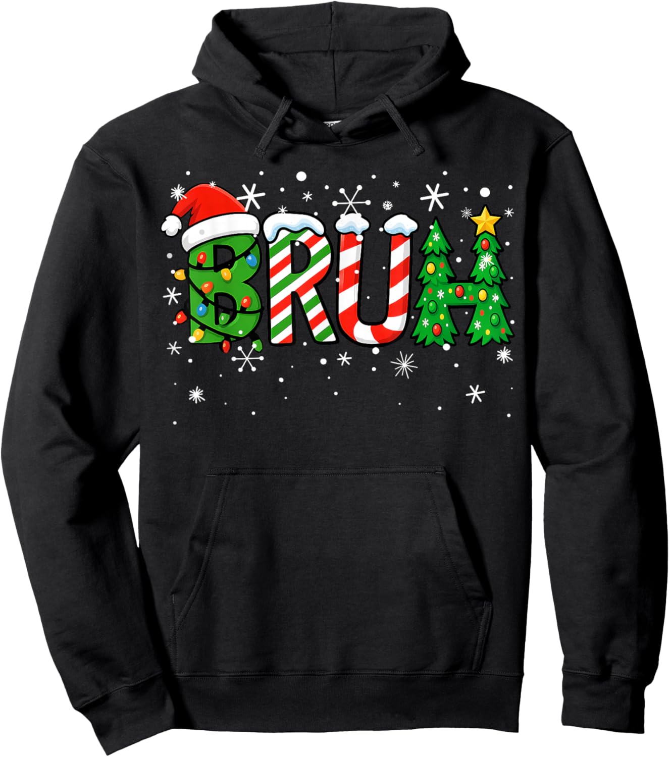 Christmas Shirts for Kids Boys Bruh Funny Christmas Teens Hoodie - Hoodie | Black