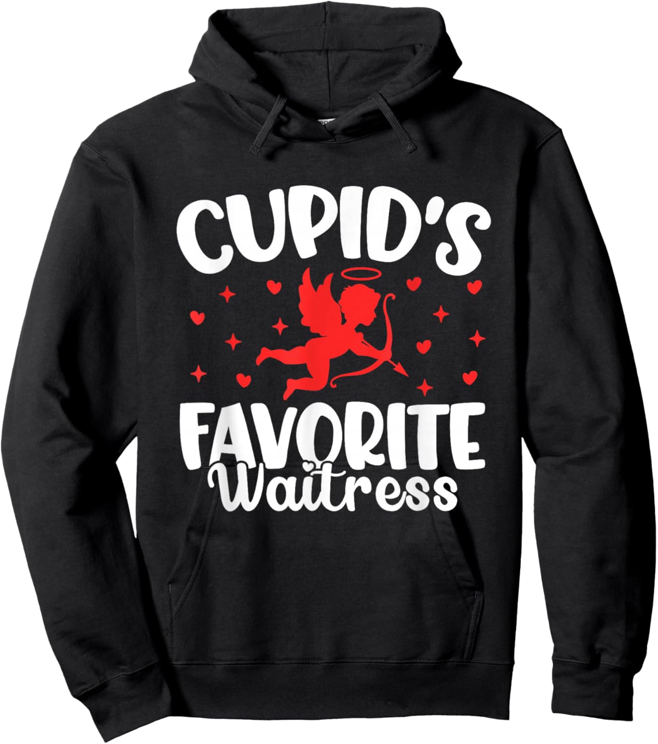 Cupid's Favorite Waitress Valentine’s Day Funny Server Hoodie - Hoodie | Black