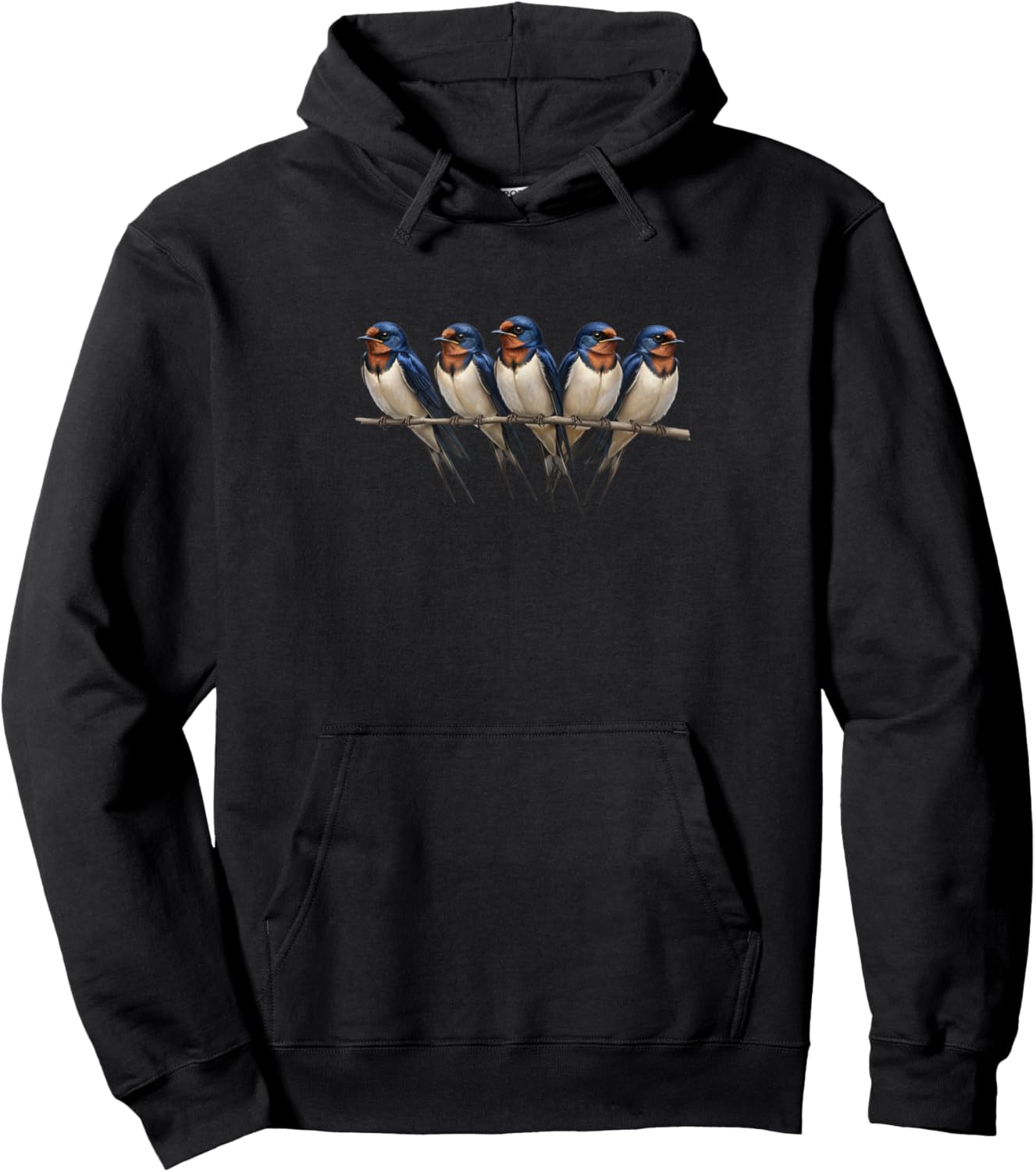 Barn Swallow on a Branch Birdlover Birdwatcher Birding Bird Hoodie - Hoodie | Black