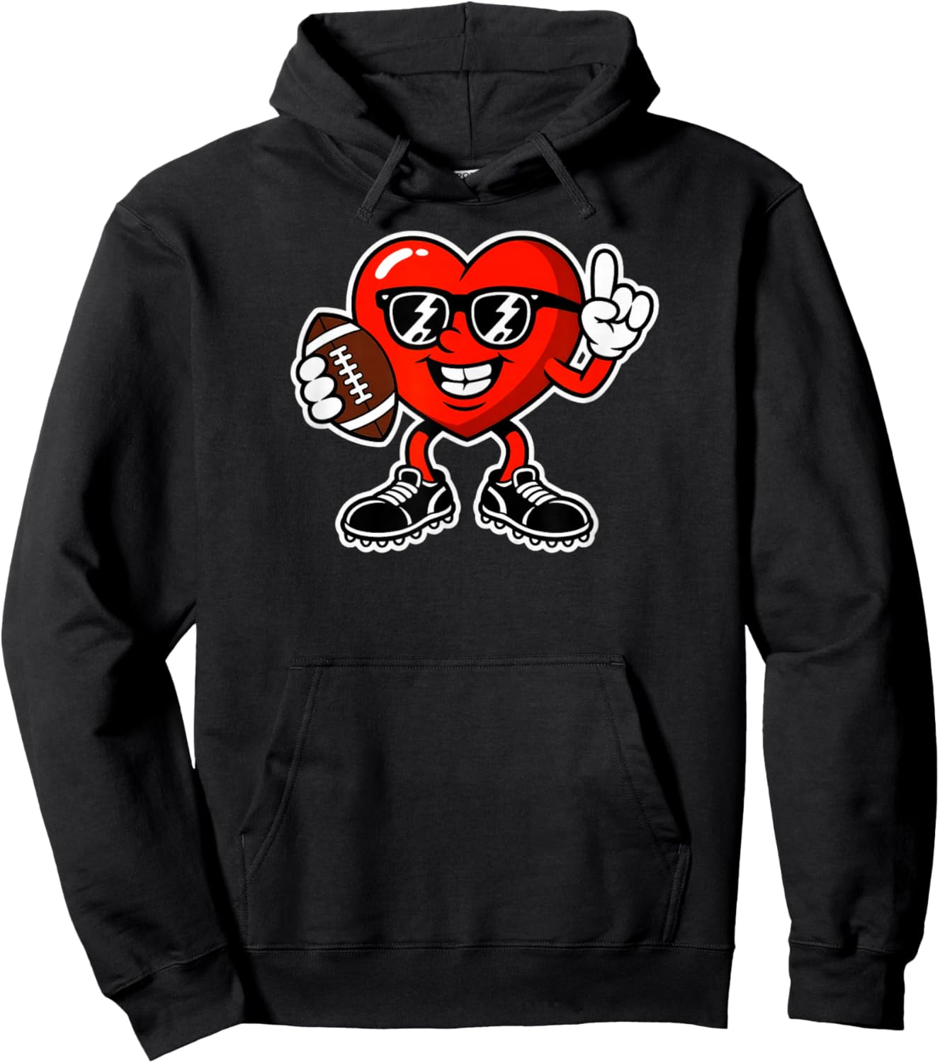 Valentine Heart Playing Football Hoodie - Hoodie | Black
