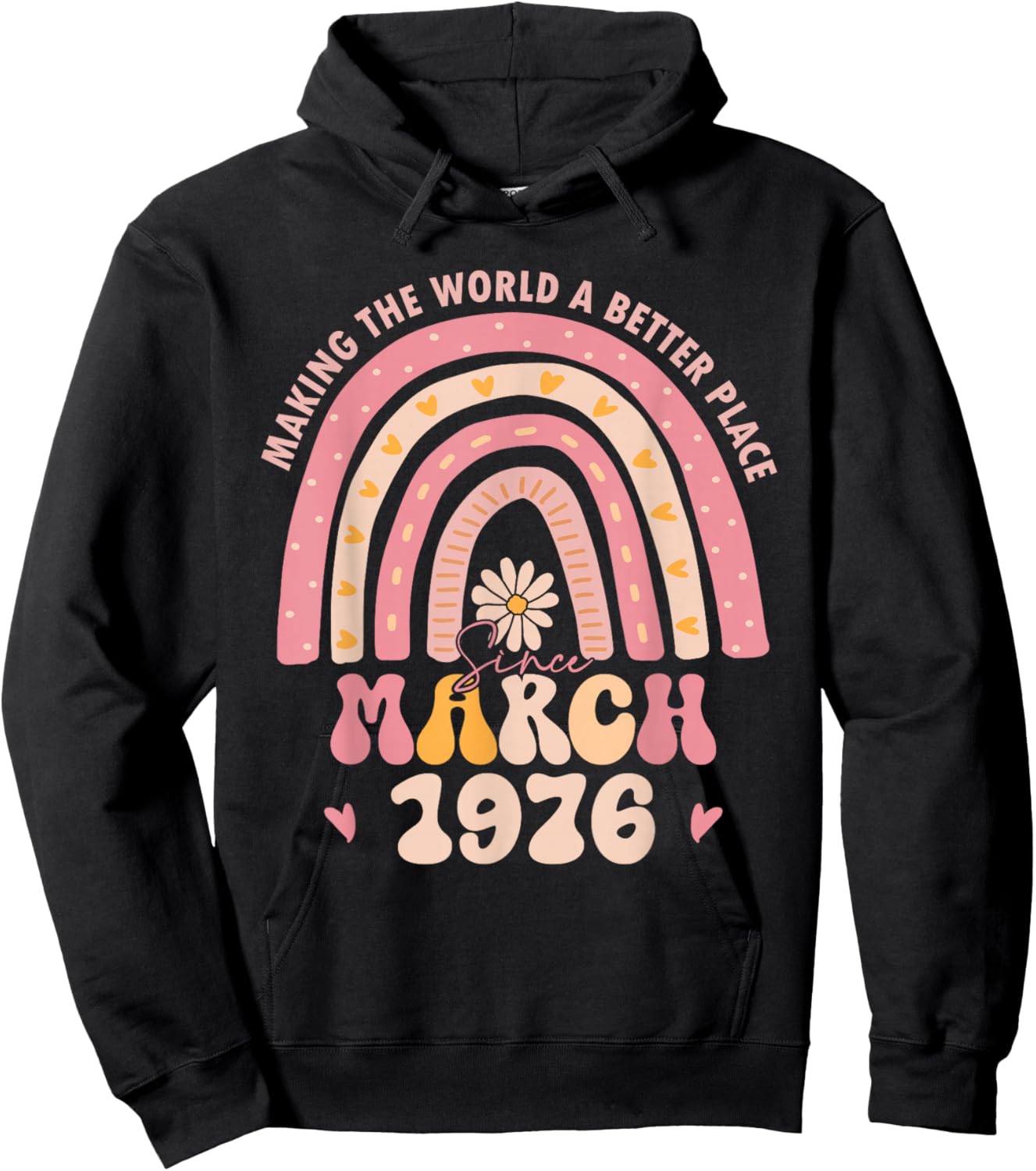 Turning 50 Retro March 1976 50th Birthday for Girl Women Hoodie - Hoodie | Black