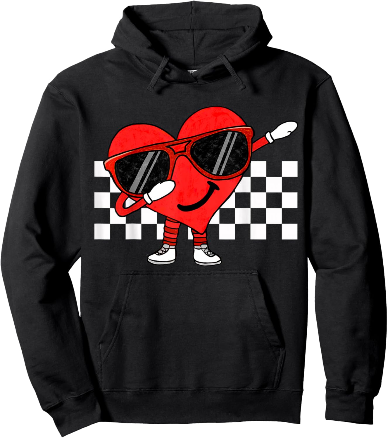 Funny Dabbing Retro Valentines Heart Dab Boys Kids Teens Hoodie - Hoodie | Black