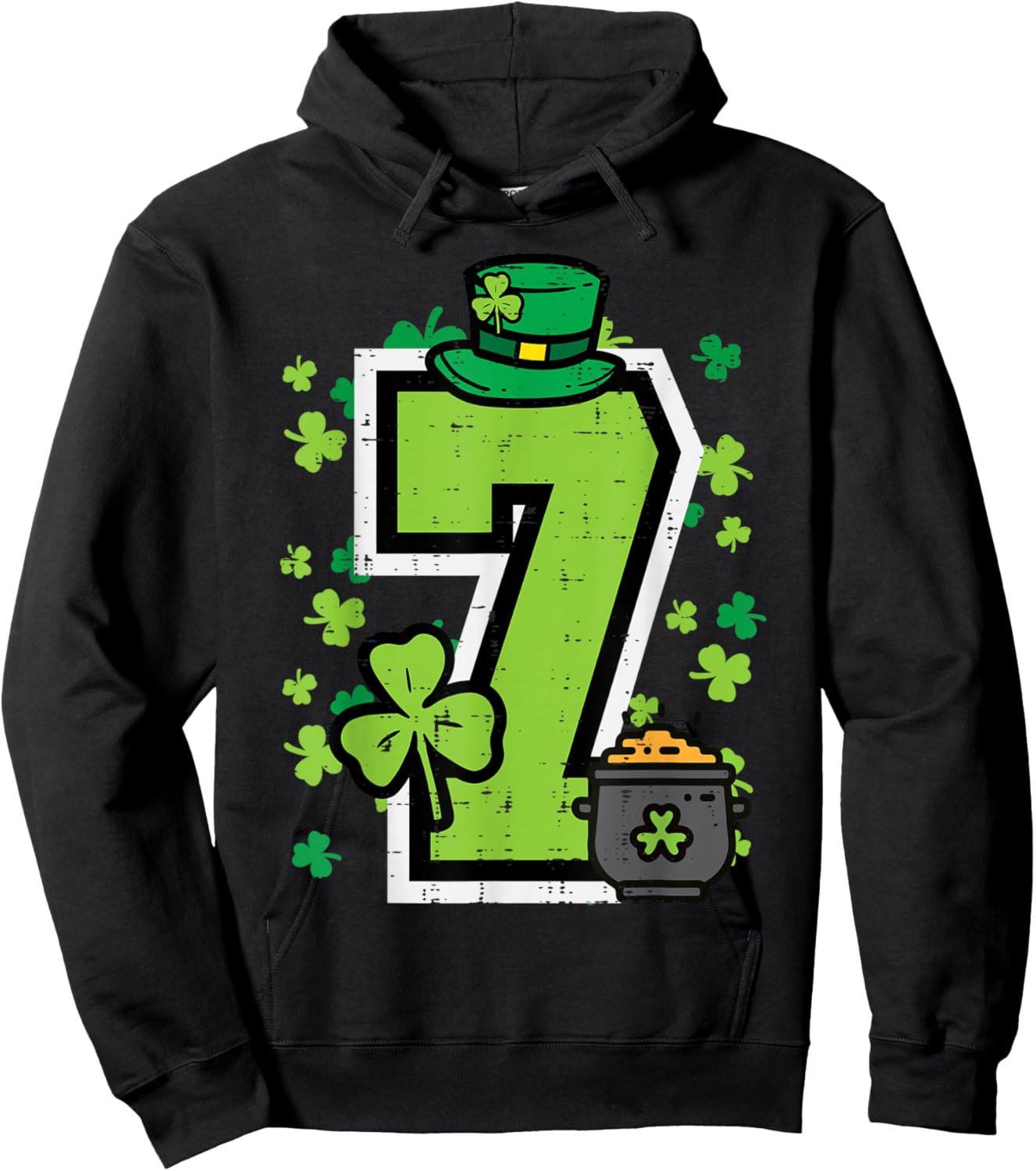 Number 7 St Patricks Day 6 7 Meme Matching Kids Boys Youth Hoodie - Hoodie | Black