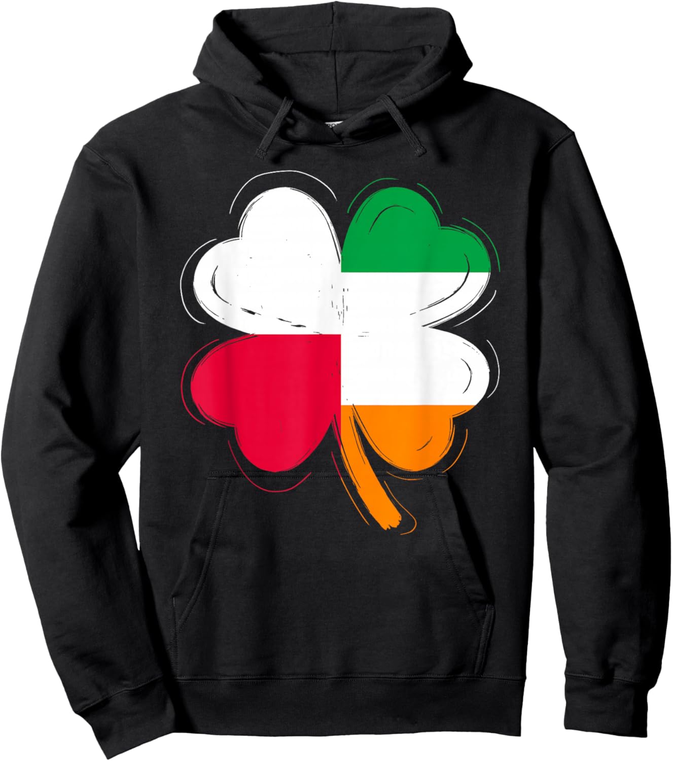 Poland Ireland Flag Shamrock St Patricks Day Irish Polish Hoodie - Hoodie | Black