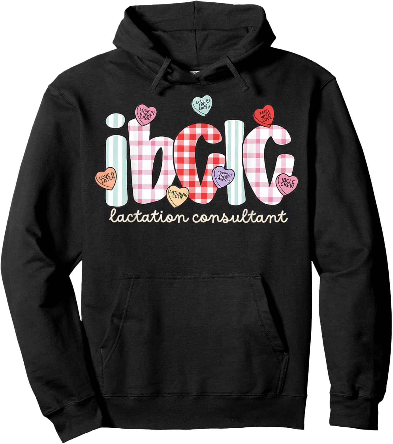 Ibclc Valentine S Day Lactation Consultant V-Day Hearts Work Hoodie - Hoodie | Black
