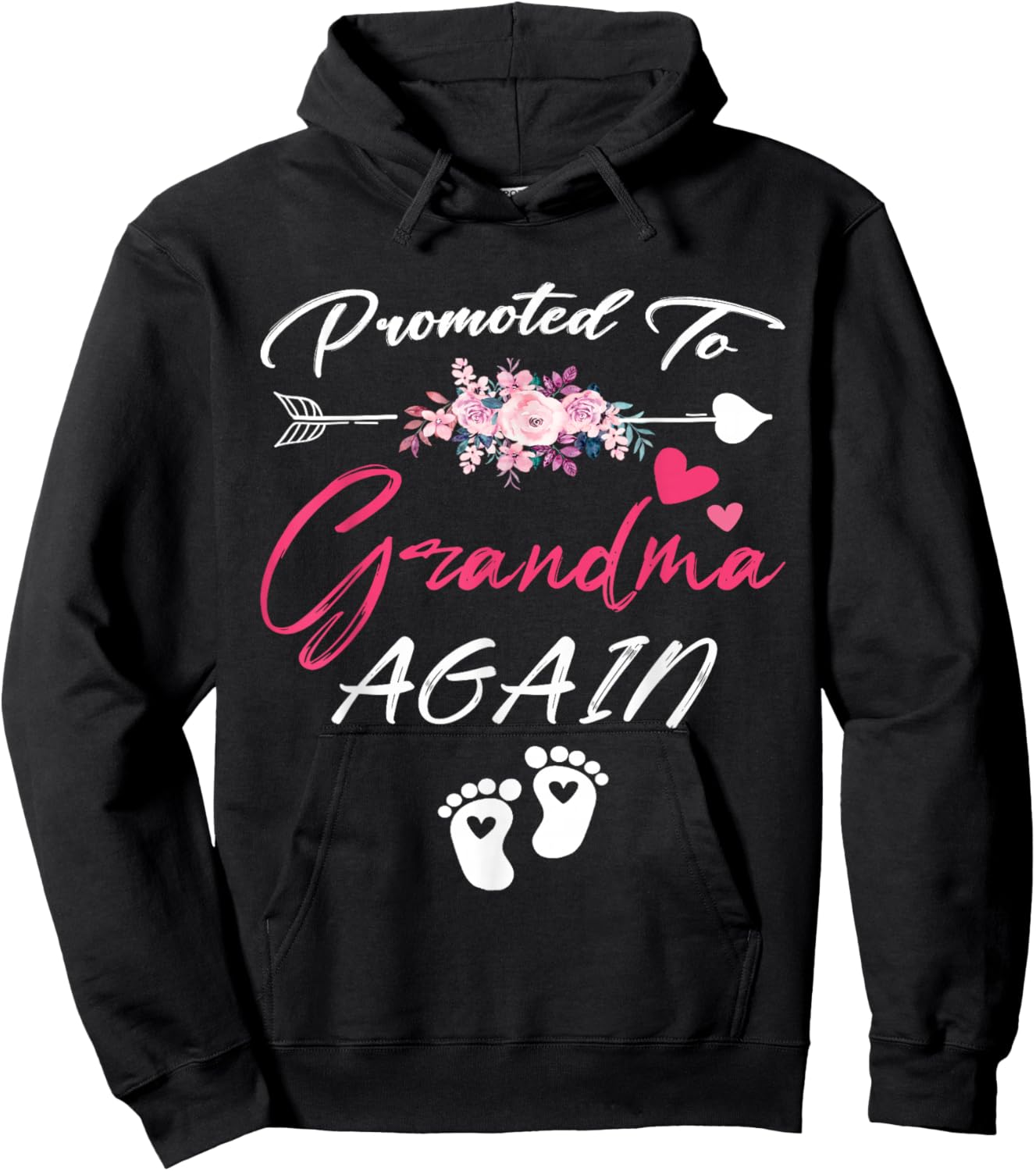 Funny Promoted to Grandma Again Soon to Be A Grandma Again Hoodie - Hoodie | Black