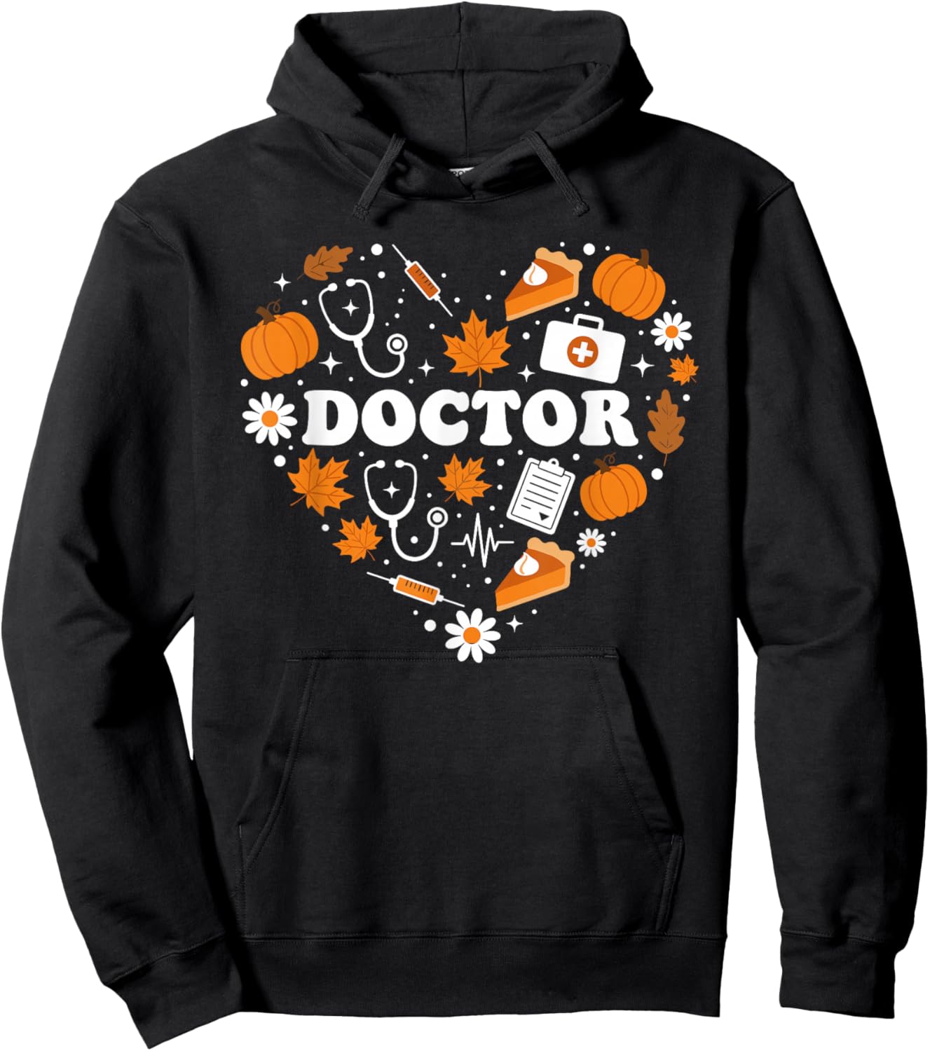 Funny Doctor Heart Autumn Thanksgiving Kids Hoodie - Hoodie | Black
