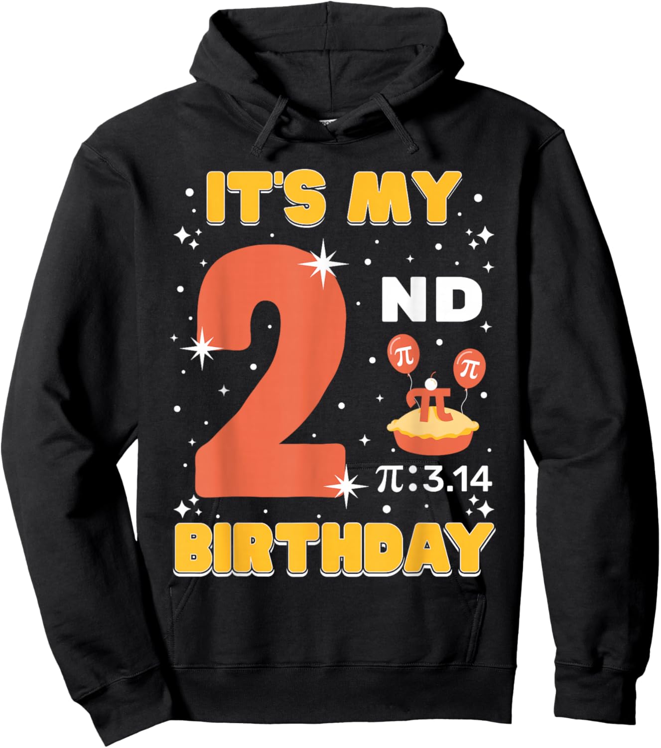 It's My 2nd Birthday Pi Day Math 2 Years Old Kids Girls Boys Hoodie - Hoodie | Black