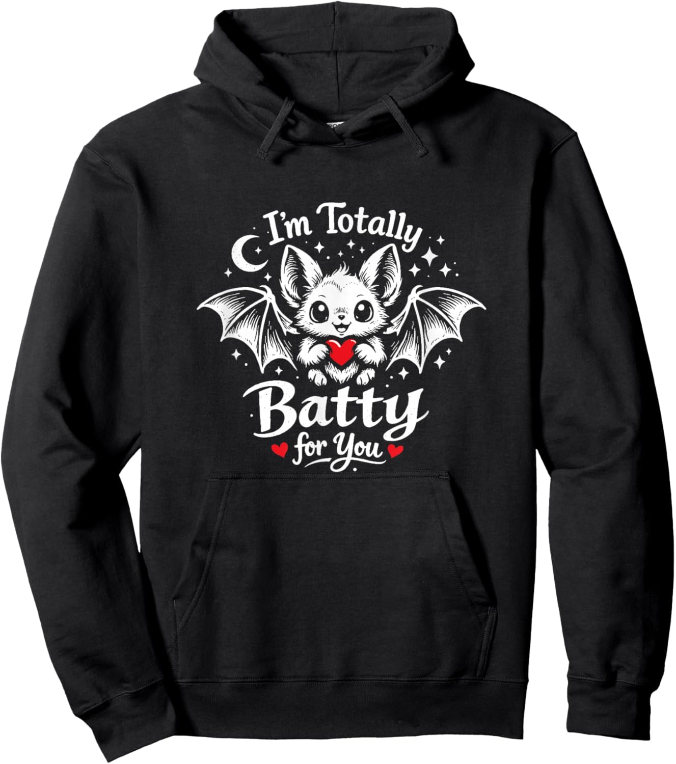 I'm Totally Batty for You Cute Bat Valentine's Day Heart Hoodie - Hoodie | Black