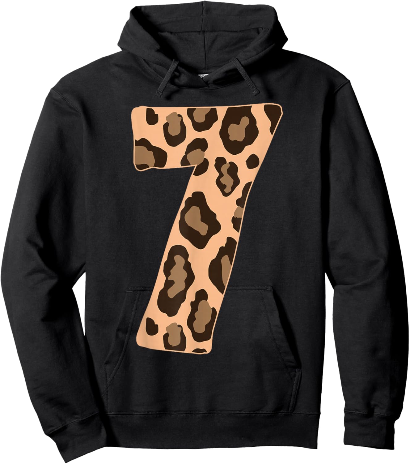 Cheetah Kids 7 Year Old Girl Cheetah Print 7th Birthday Hoodie - Hoodie | Black