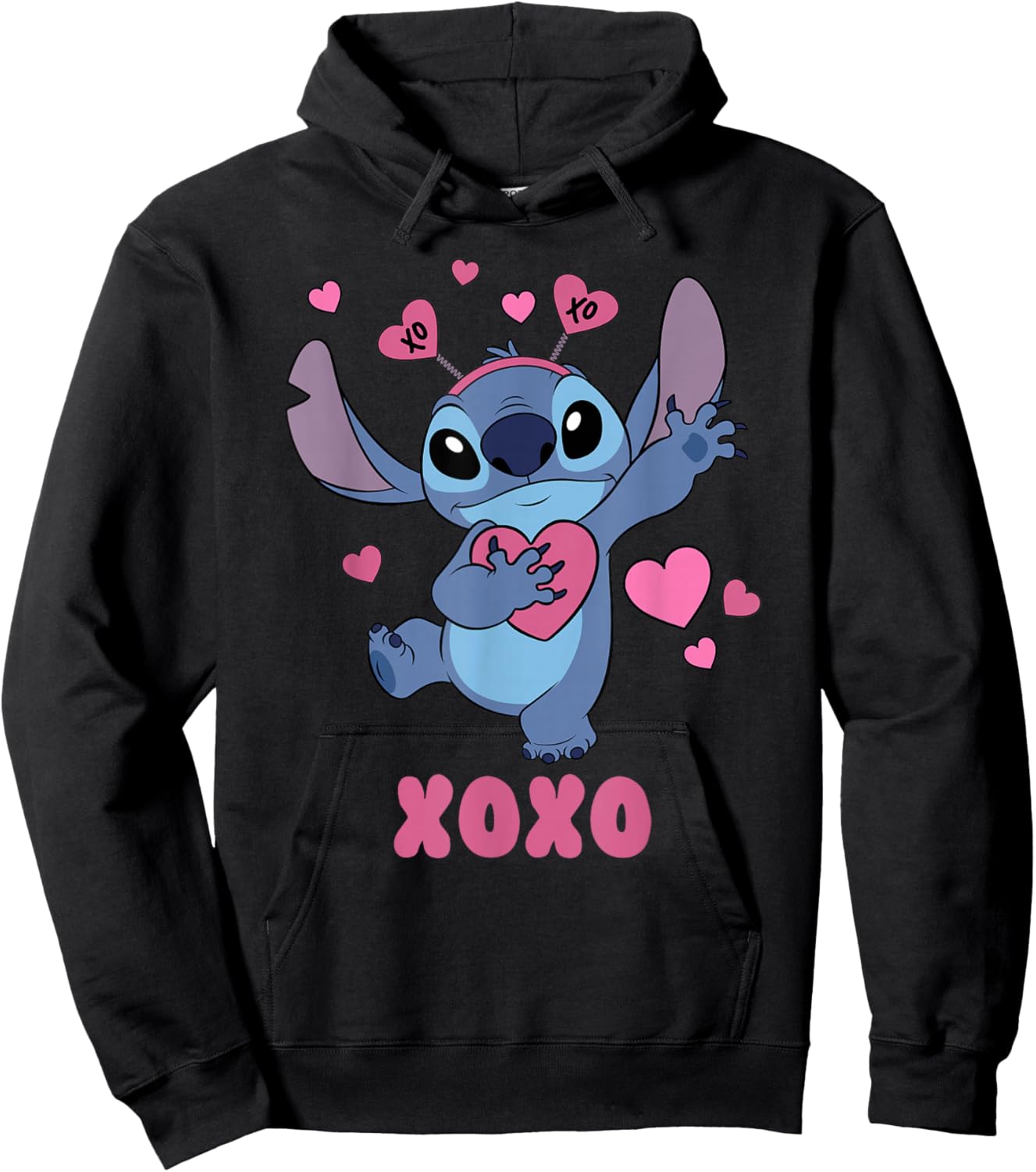 Disney Lilo & Stitch Valentine's Day XOXO Lovely Stitch Hoodie - Hoodie | Black