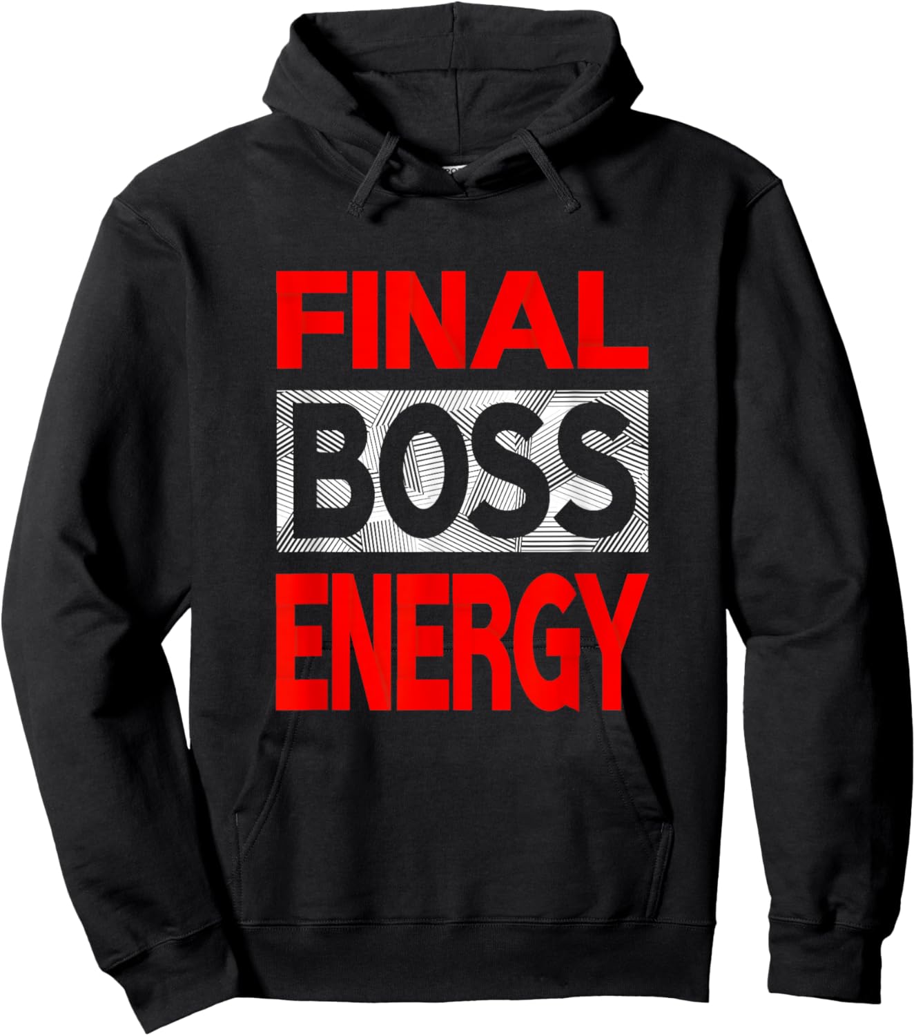 Red Color Final-Boss-Energy Red Graphic Hoodie - Hoodie | Black